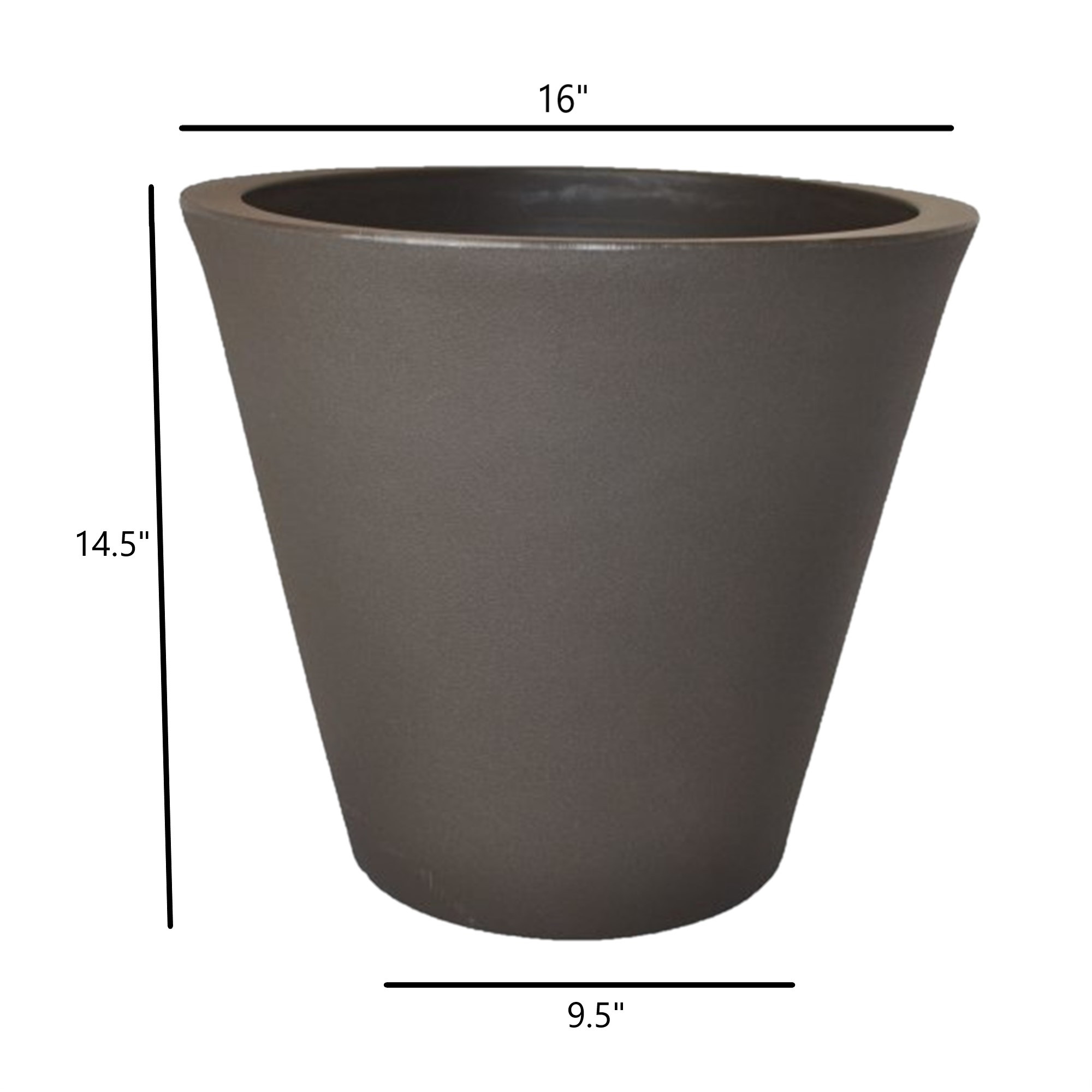 Tusco Products Cosmopolitan Round Garden Planter, Espresso, 16"