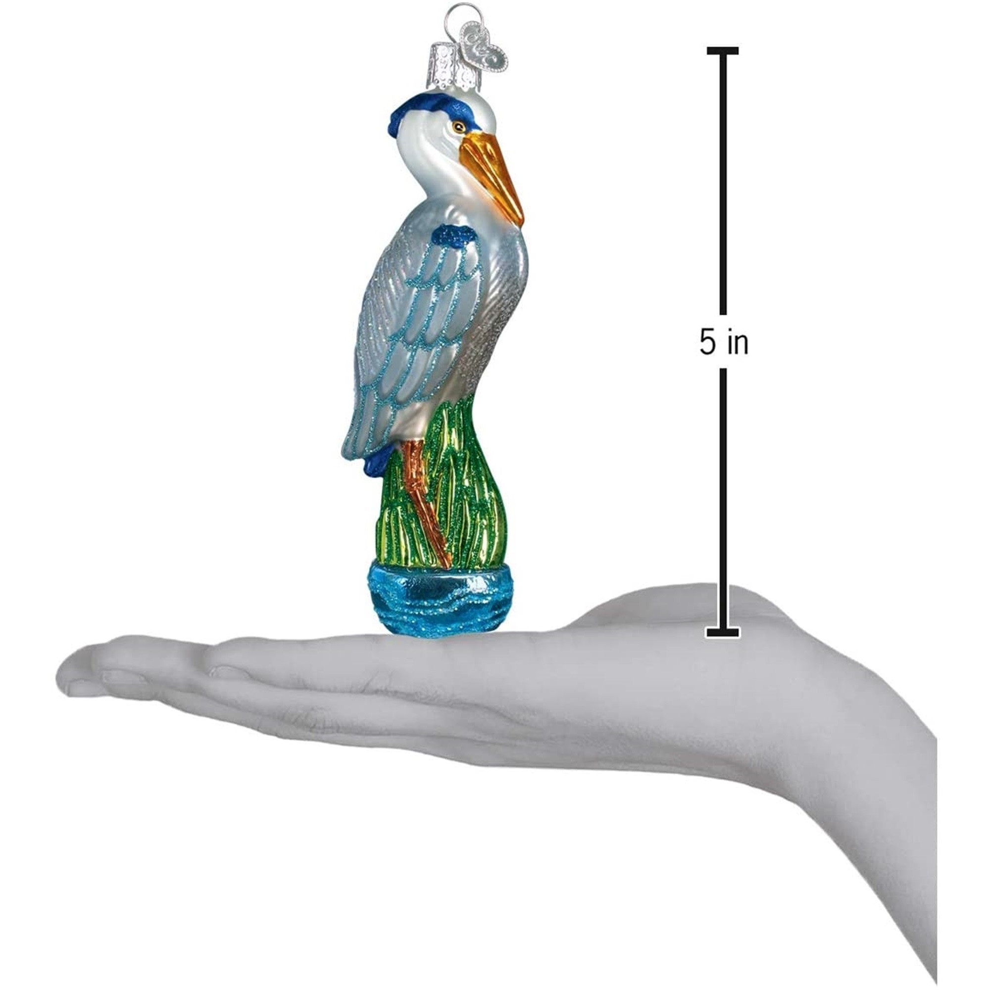 Old World Christmas Glass Blown Ornament for Christmas Tree, Great Blue Heron