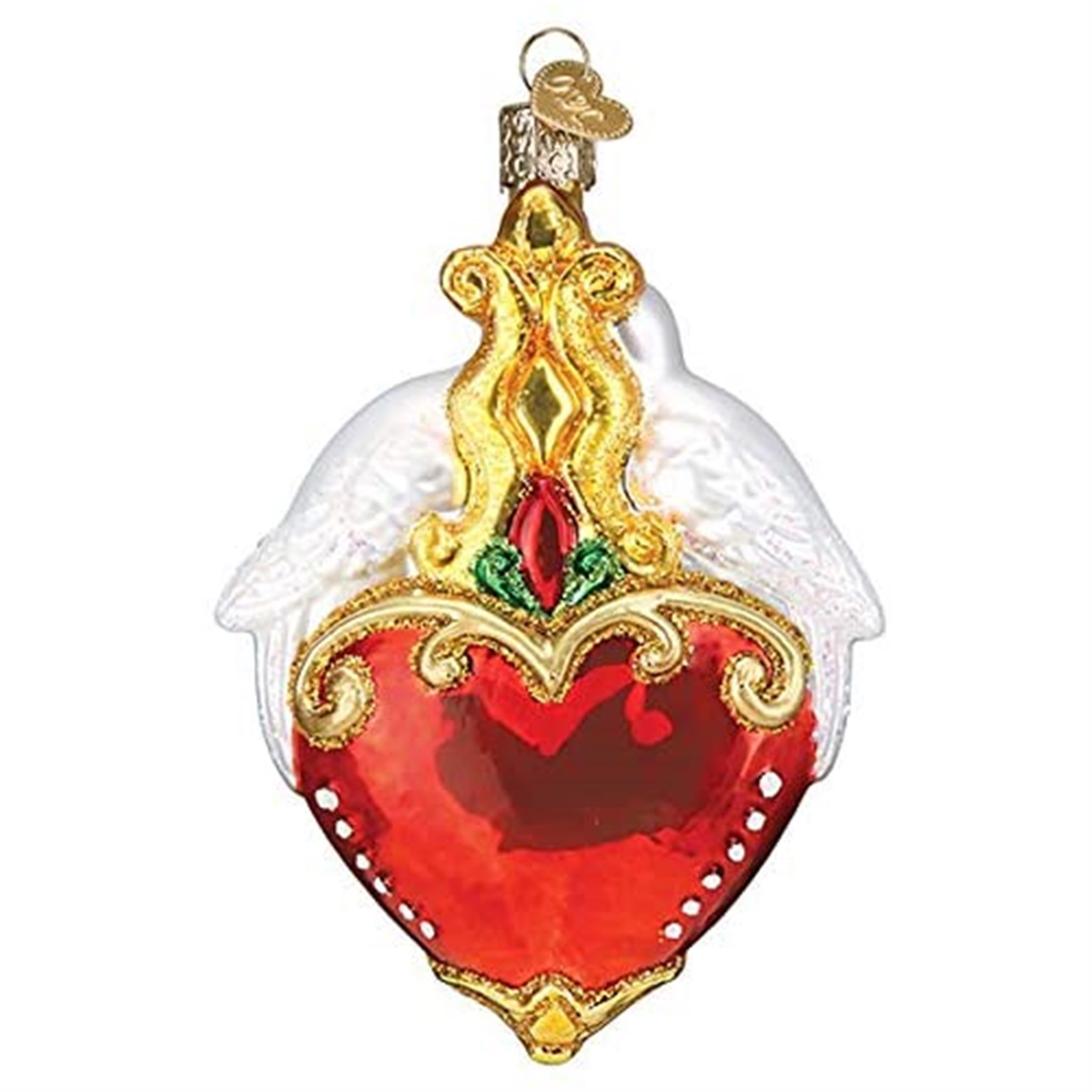 Old World Christmas Glass Blown Ornament for Christmas Tree, Two Turtle Doves