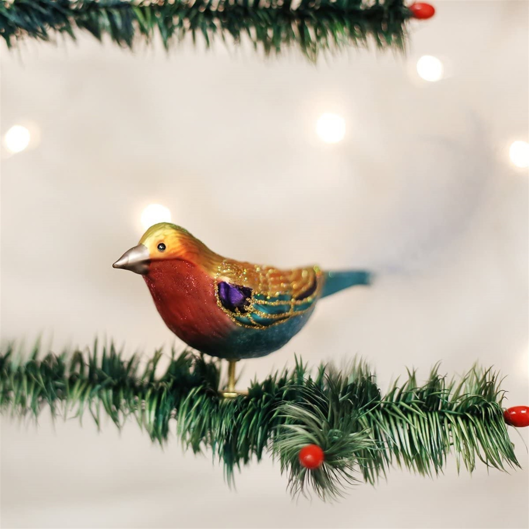 Old World Christmas Glass Blown Ornament, Lilac breasted Roller, 7.75" (With OWC Gift Box)