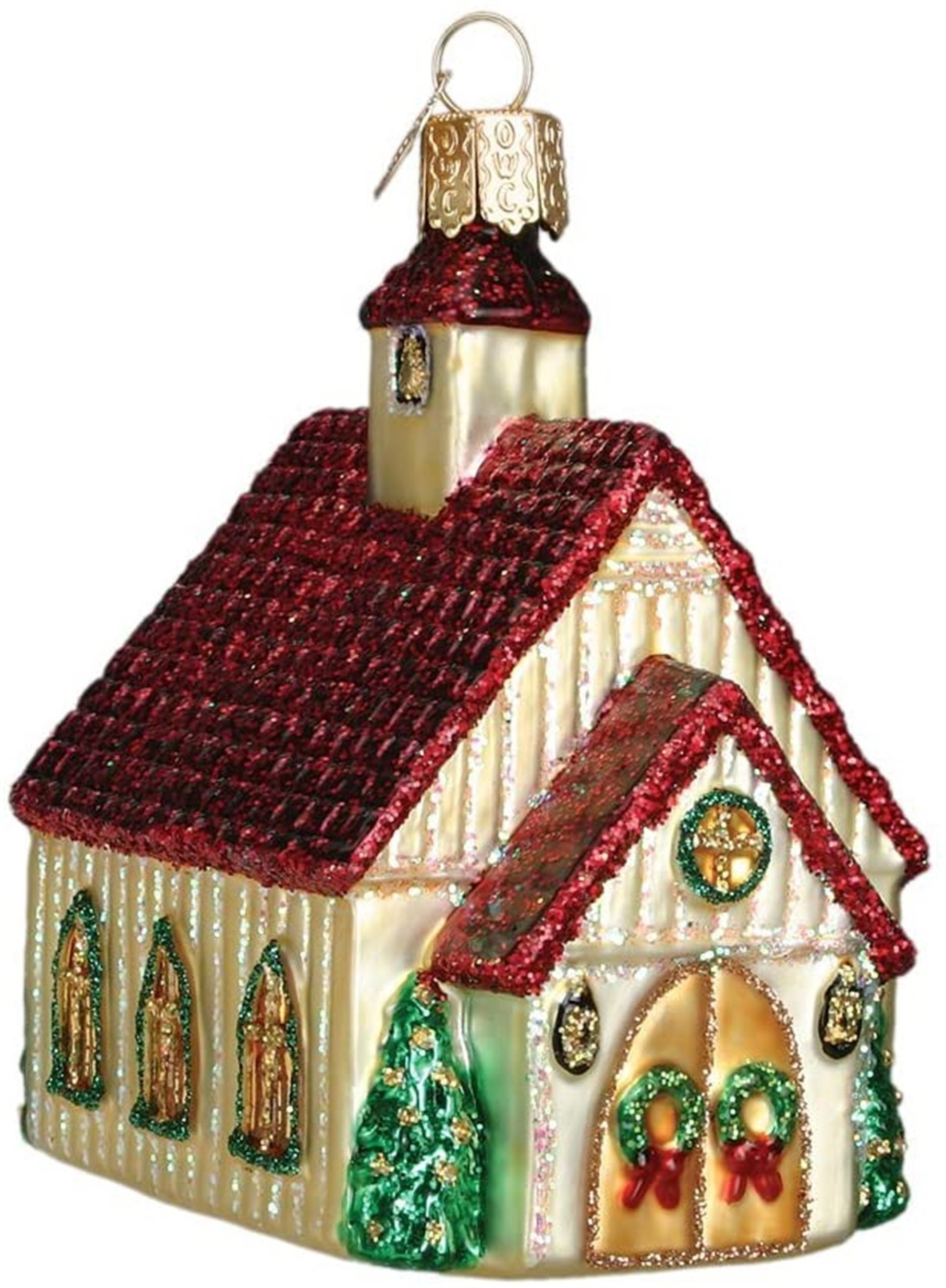 Old World Christmas Glass Blown Ornament, Christmas Chapel (With OWC Gift Box)