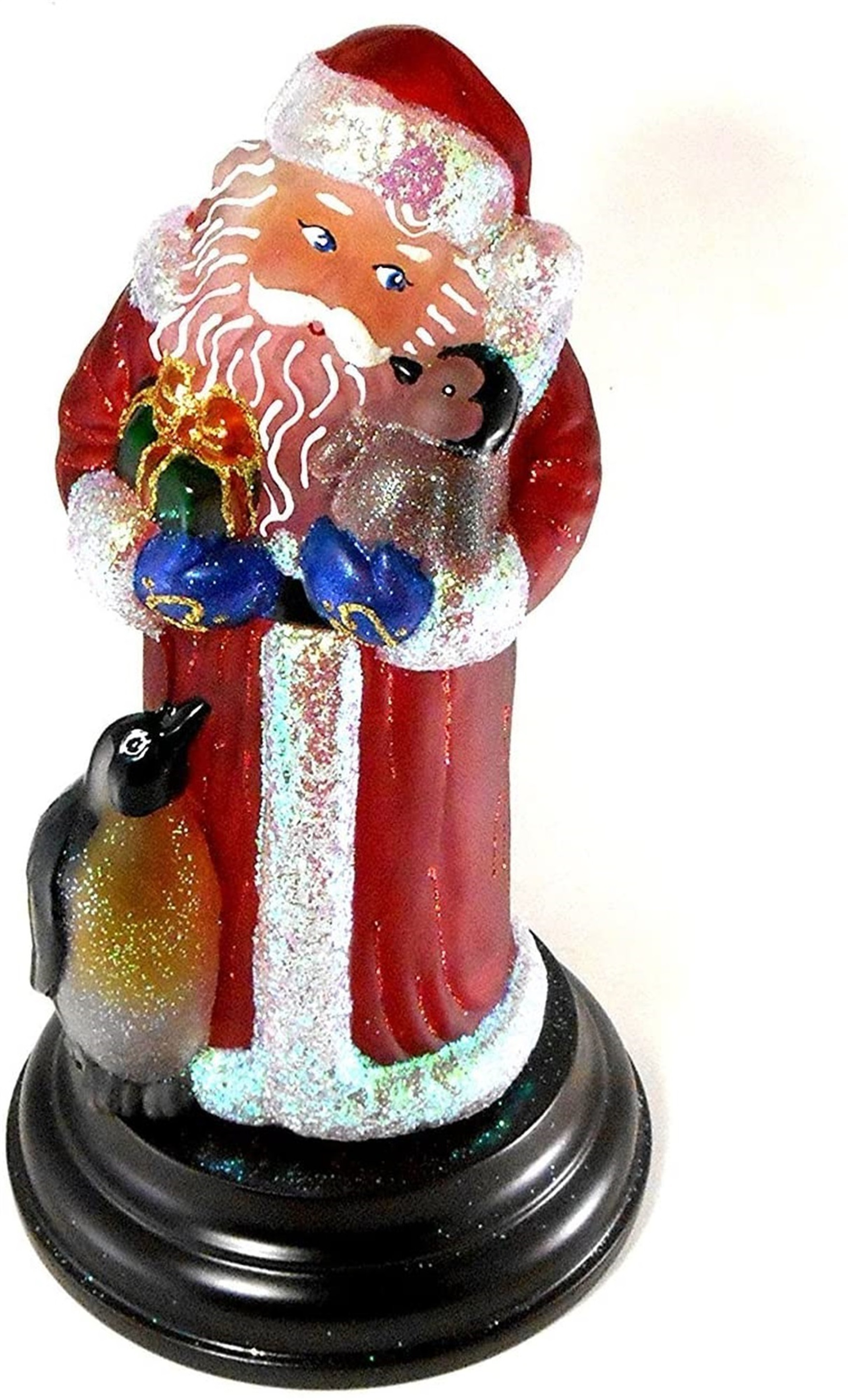 Old World Christmas Santa w/ Penguin Pals Christmas Light Figurine 11"