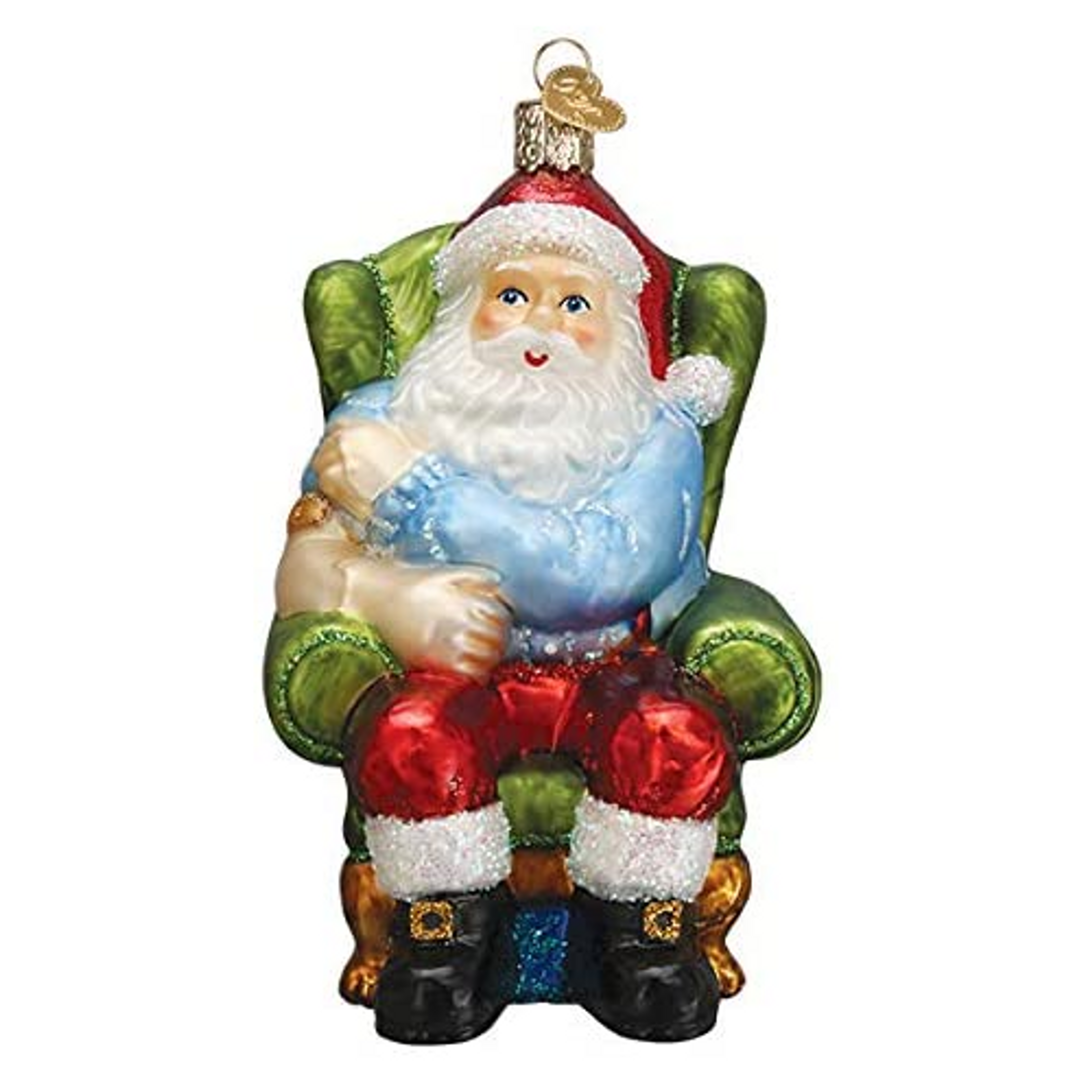 Old World Christmas Glass Blown Ornament for Christmas Tree, Santa Vaccinated (With OWC Gift Box)