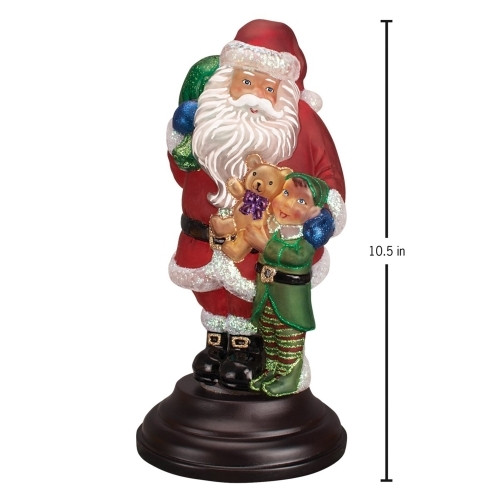 Old World Christmas Glass Santa Tabletop Night Light, Santa's Bright-eyed Buddy, 10.5"