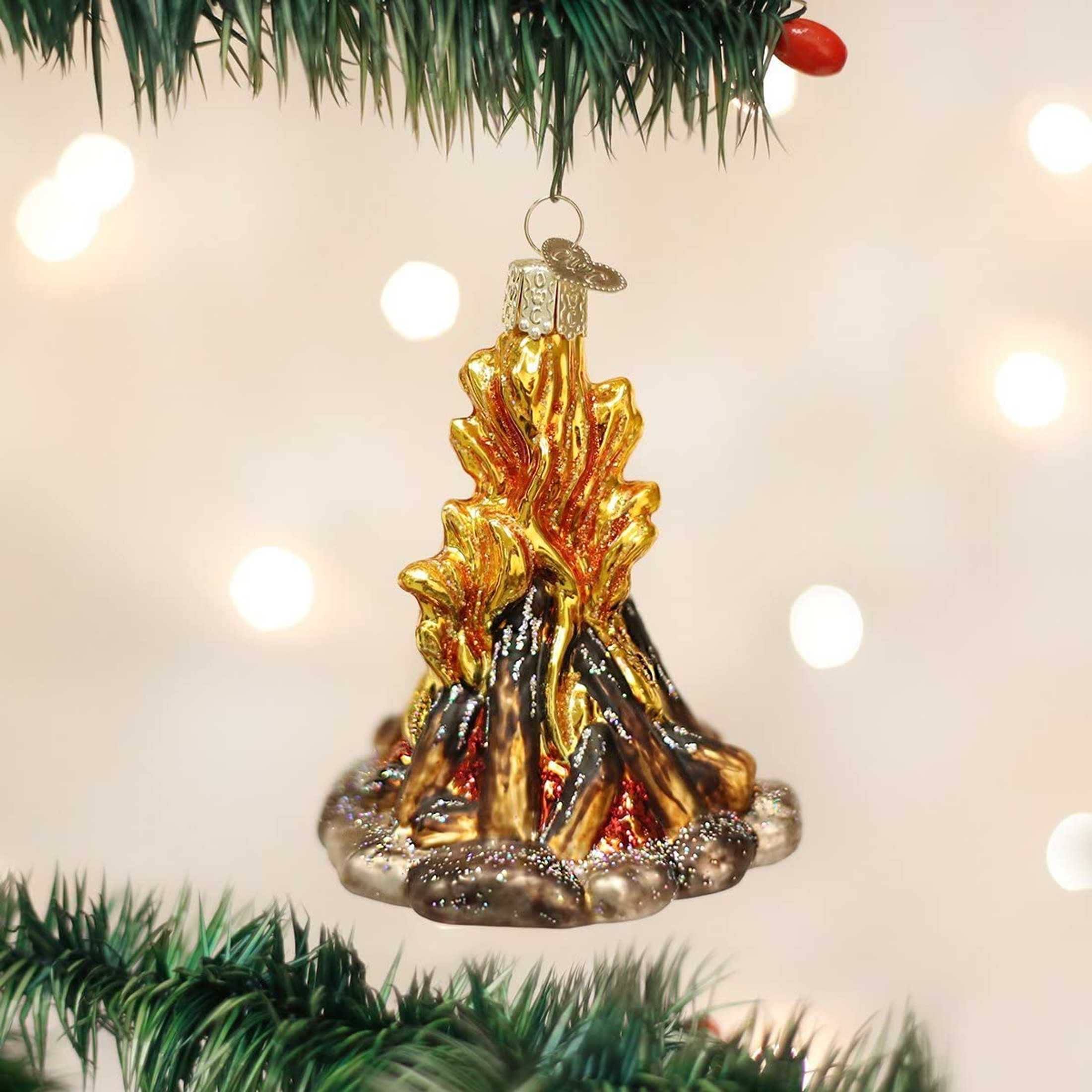 Old World Christmas Glass Blown Ornament for Christmas Tree, Campfire (With OWC Gift Box)