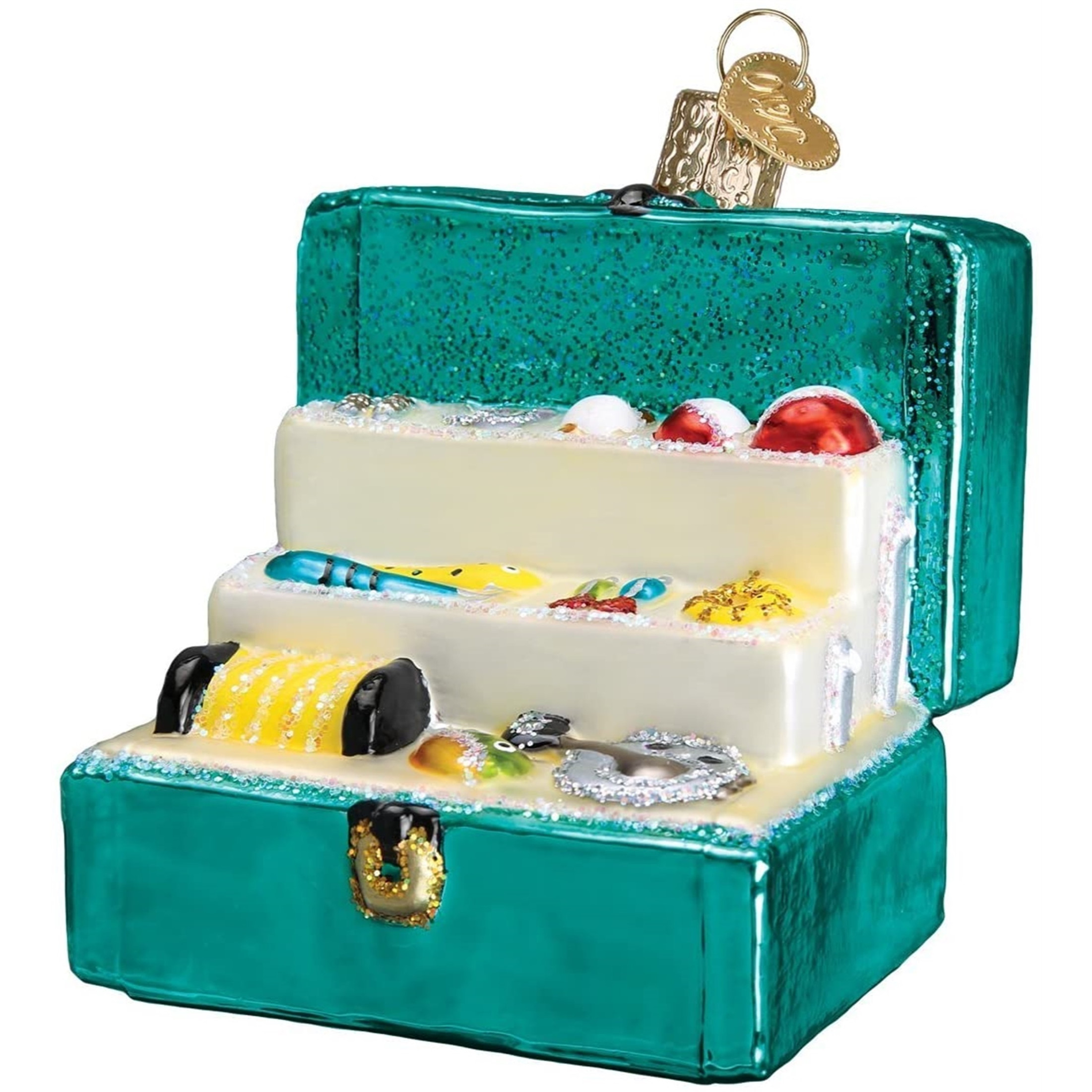 Old World Christmas Blown Glass Ornament for Christmas Tree, Tackle Box