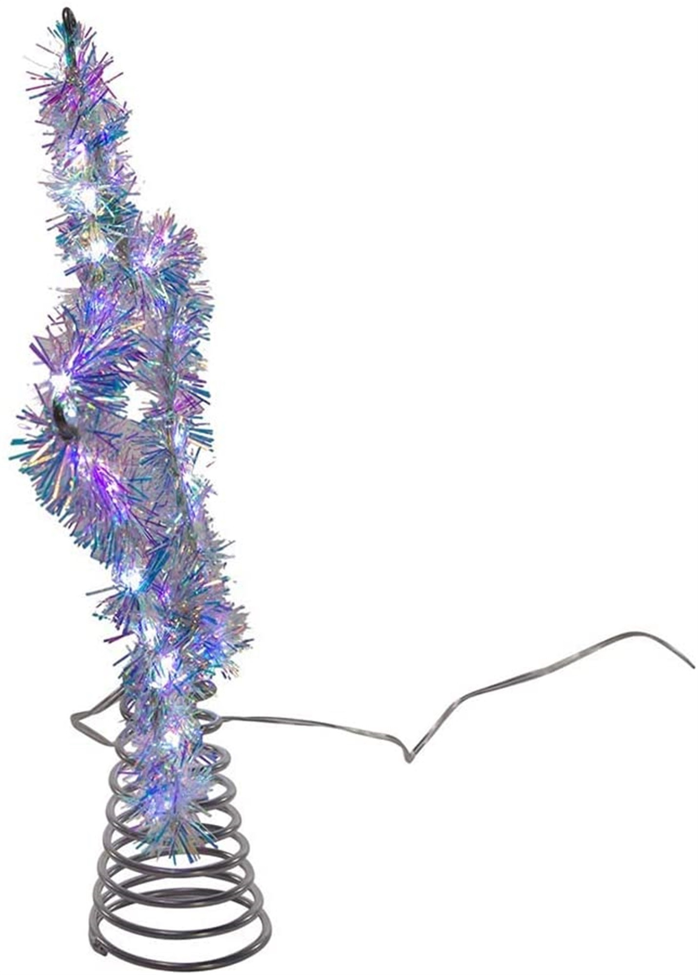 Kurt Adler String Light Star Christmas Tree Topper Set, Silver, 12"