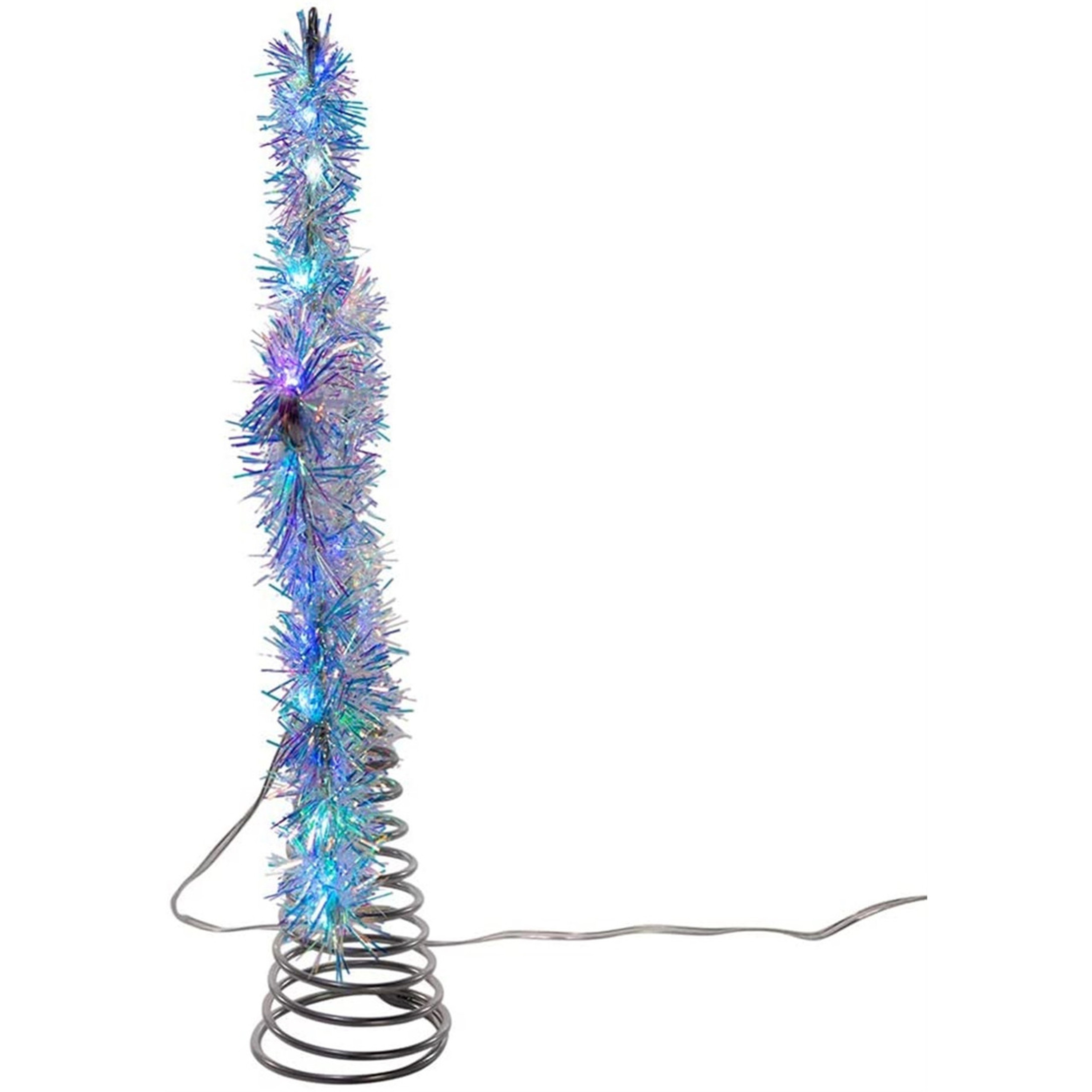 Kurt Adler Lighted Tinsil Star Tree Topper with LED lights. 12"