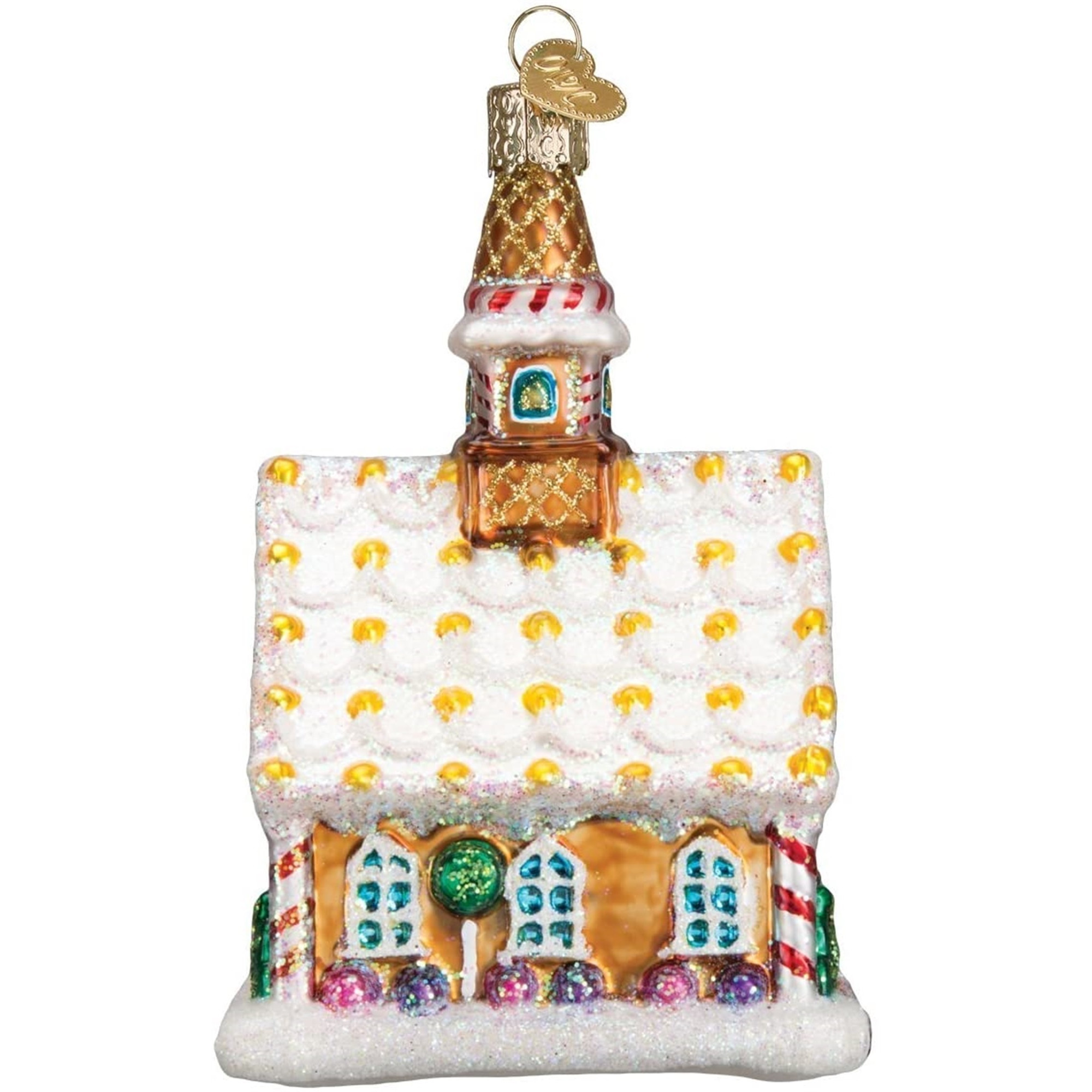 Old World Christmas Glass Blown Ornament for Christmas Tree, Gingerbread Church