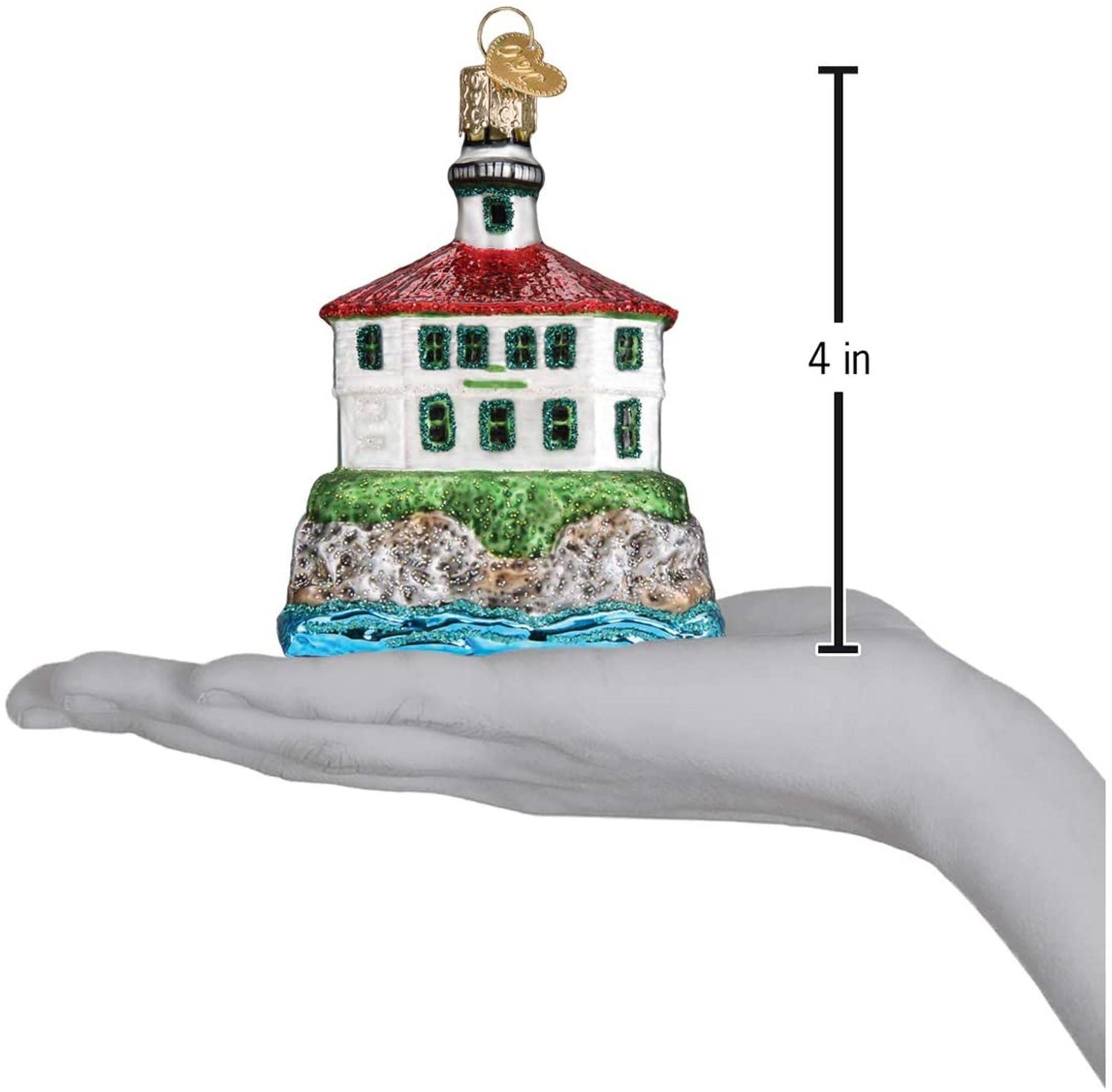 Old World Christmas Blown Glass Ornament for Christmas Tree, Eldred Rock Lighthouse