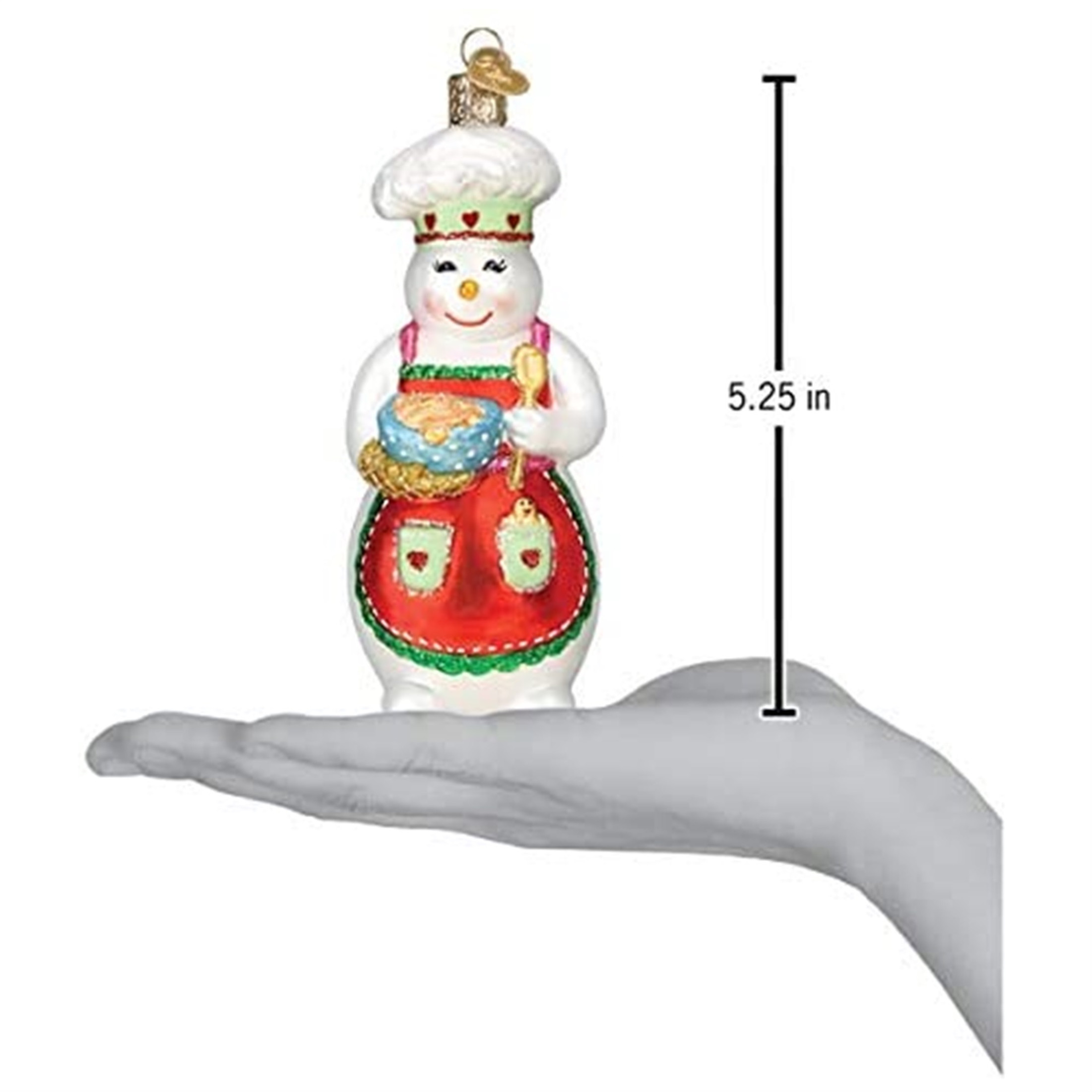 Old World Christmas Glass Blown Ornament, Snow Woman Chef, 5.25" (With OWC Gift Box)