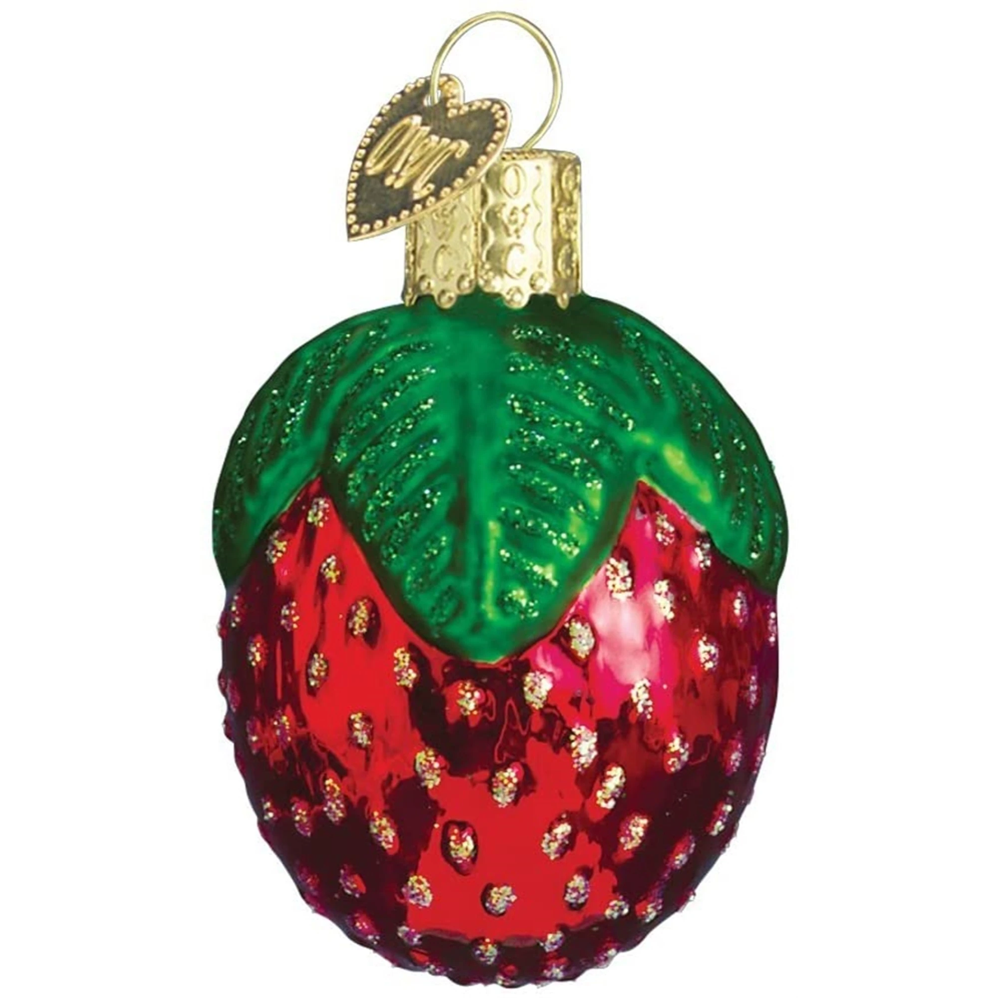 Old World Christmas Glass Blown Ornament for Christmas Tree, Sparkling Strawberry