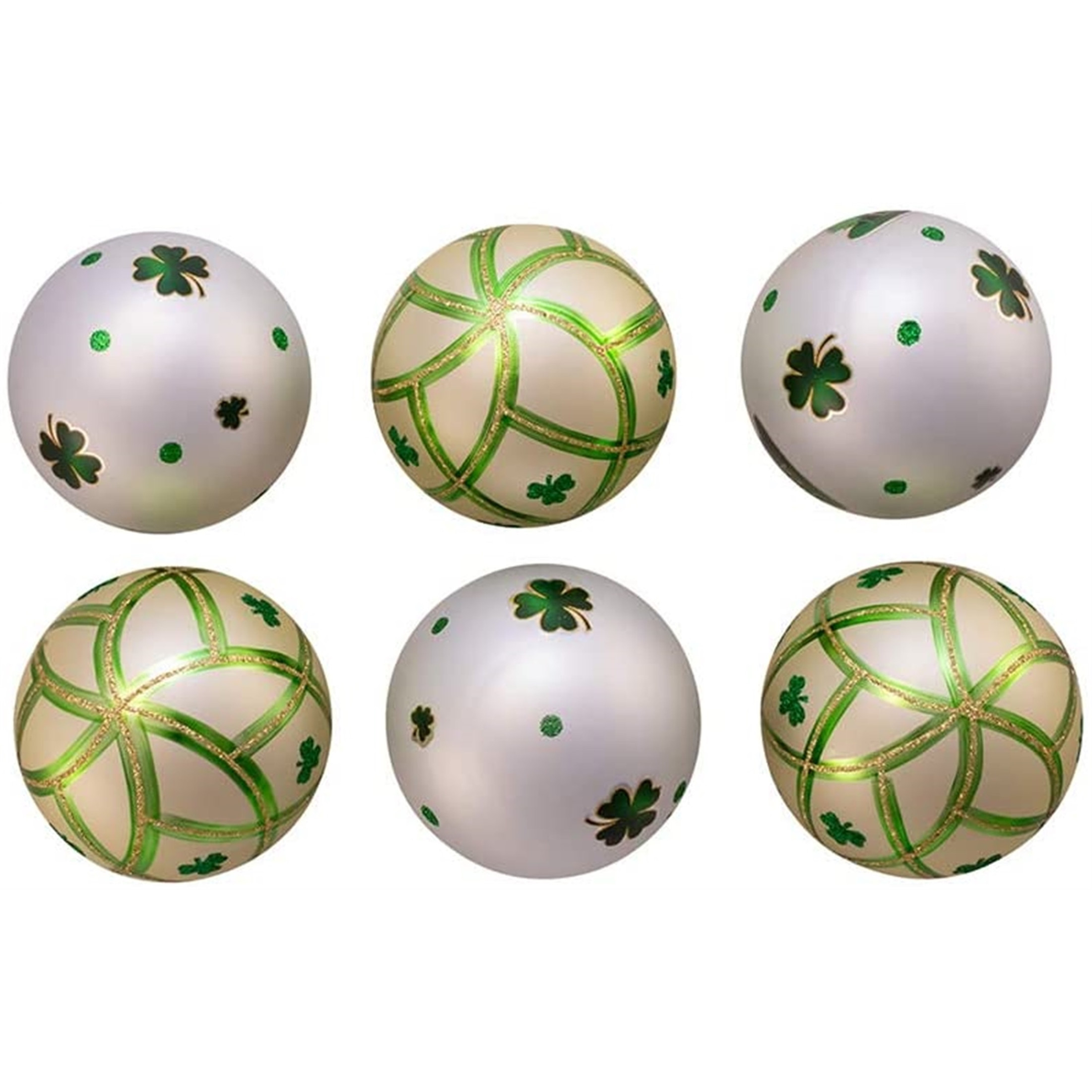 Kurt Adler Glass Ball Christmas Tree Ornament Set, Irish Design, Silver & Light Green 3" (6-Count) Kurt Adler Glass Ball Christmas Tree Ornament Set, Irish Design, Silver & Light Green 3" (6-Count)