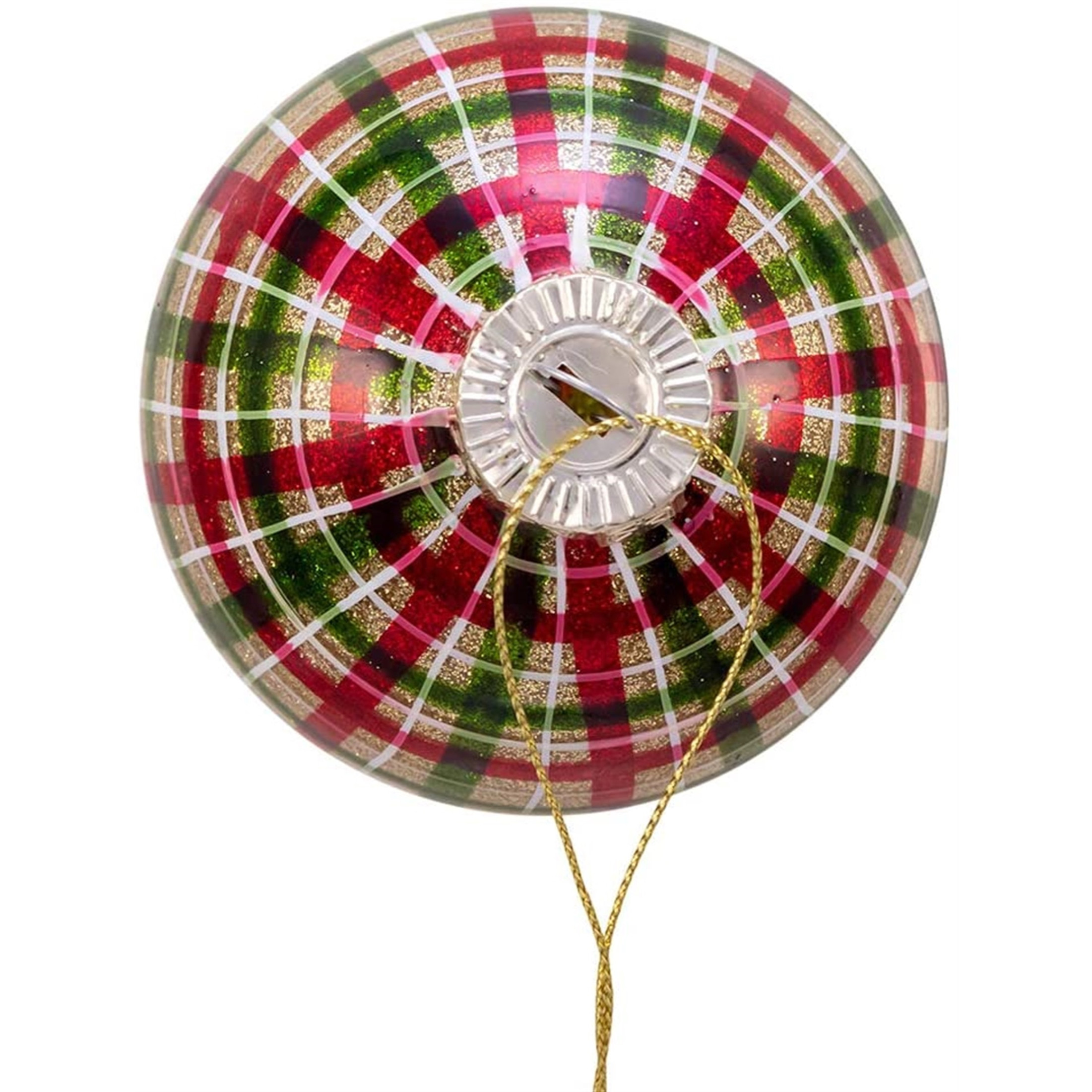 Kurt Adler Plaid Glass Ball Ornaments, 6-Piece Box, 3"