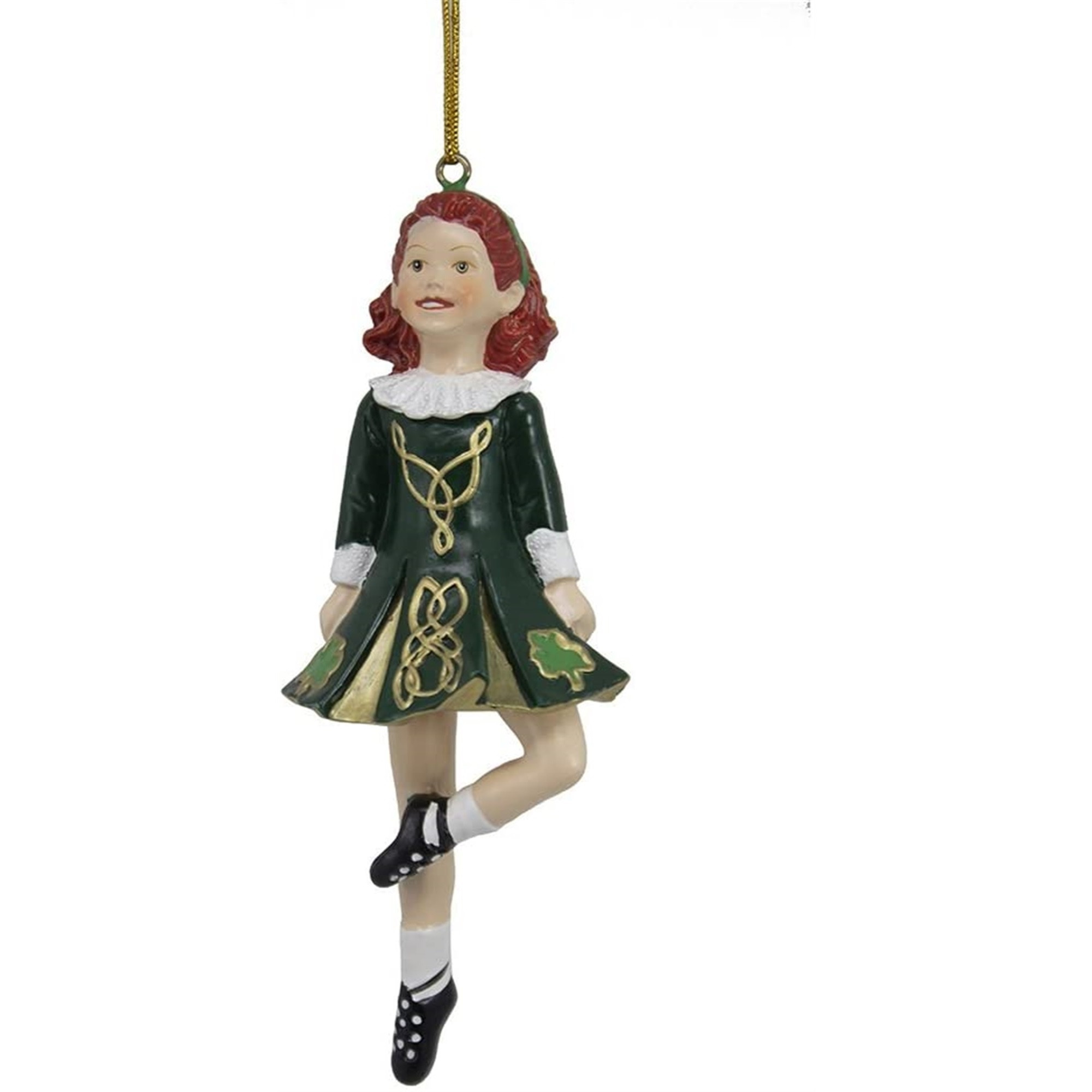 Kurt Adler Resin Ornament Step Irish Dancer in Green Dress, 6"