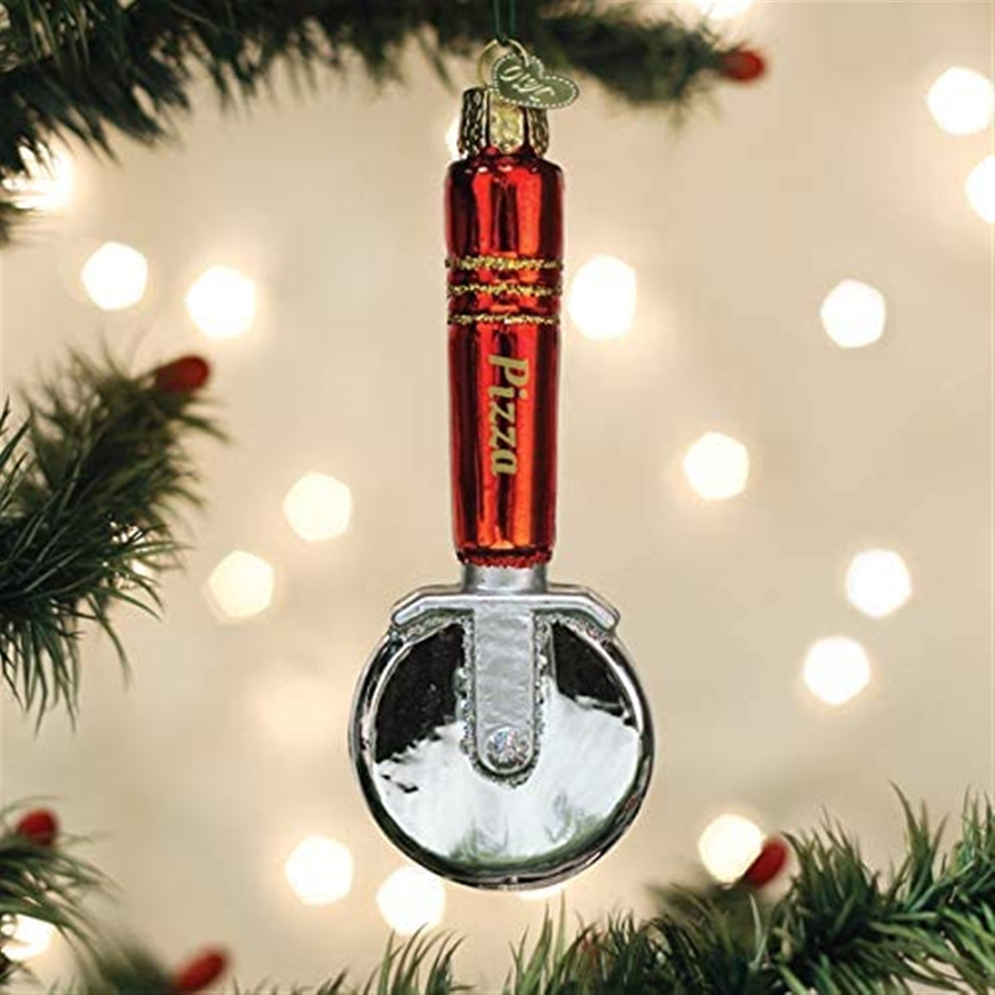 Old World Christmas Blown Glass Ornament for Christmas Tree, Pizza Cutter