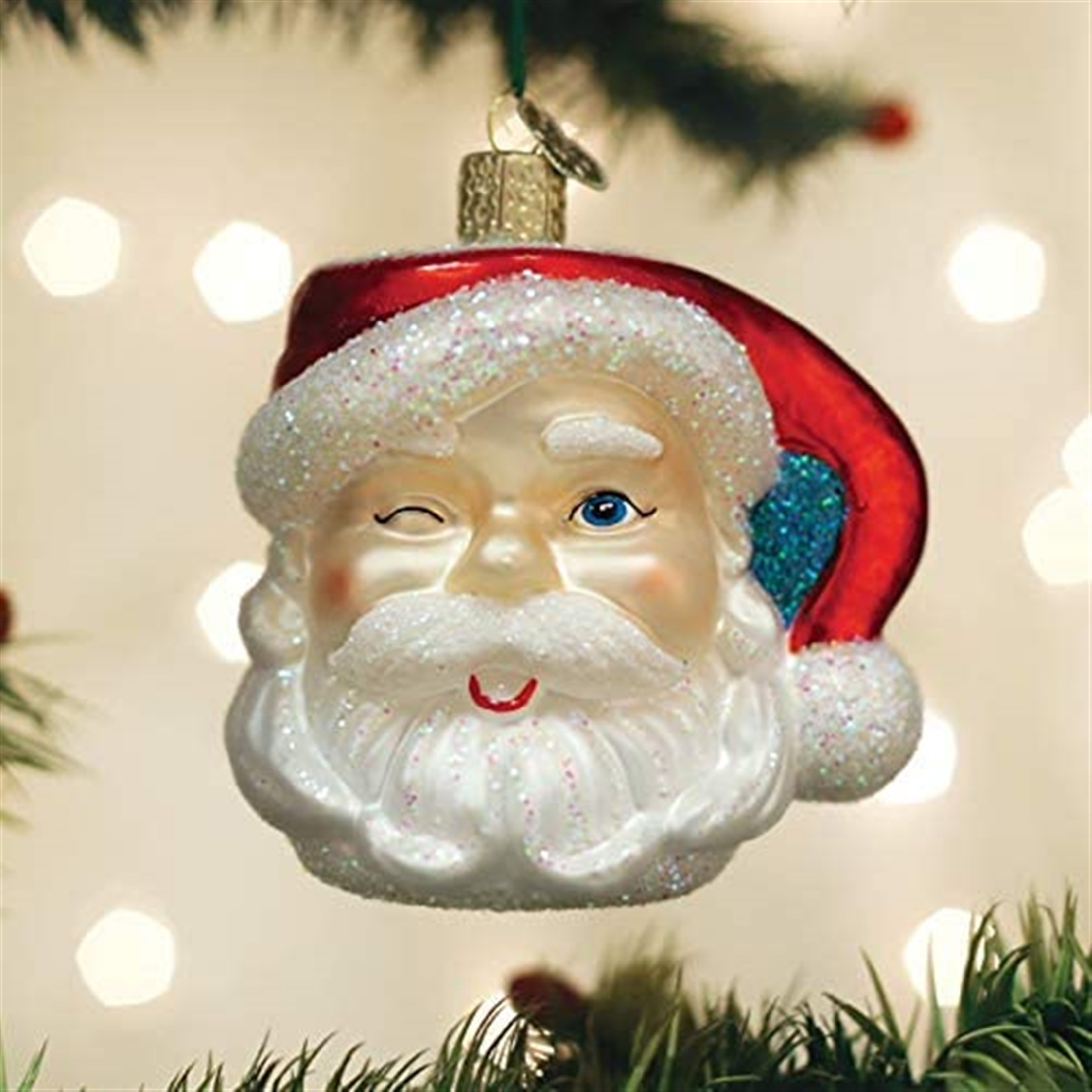 Old World Christmas Glass Blown Ornament, Santa Mug (With OWC Gift Box)