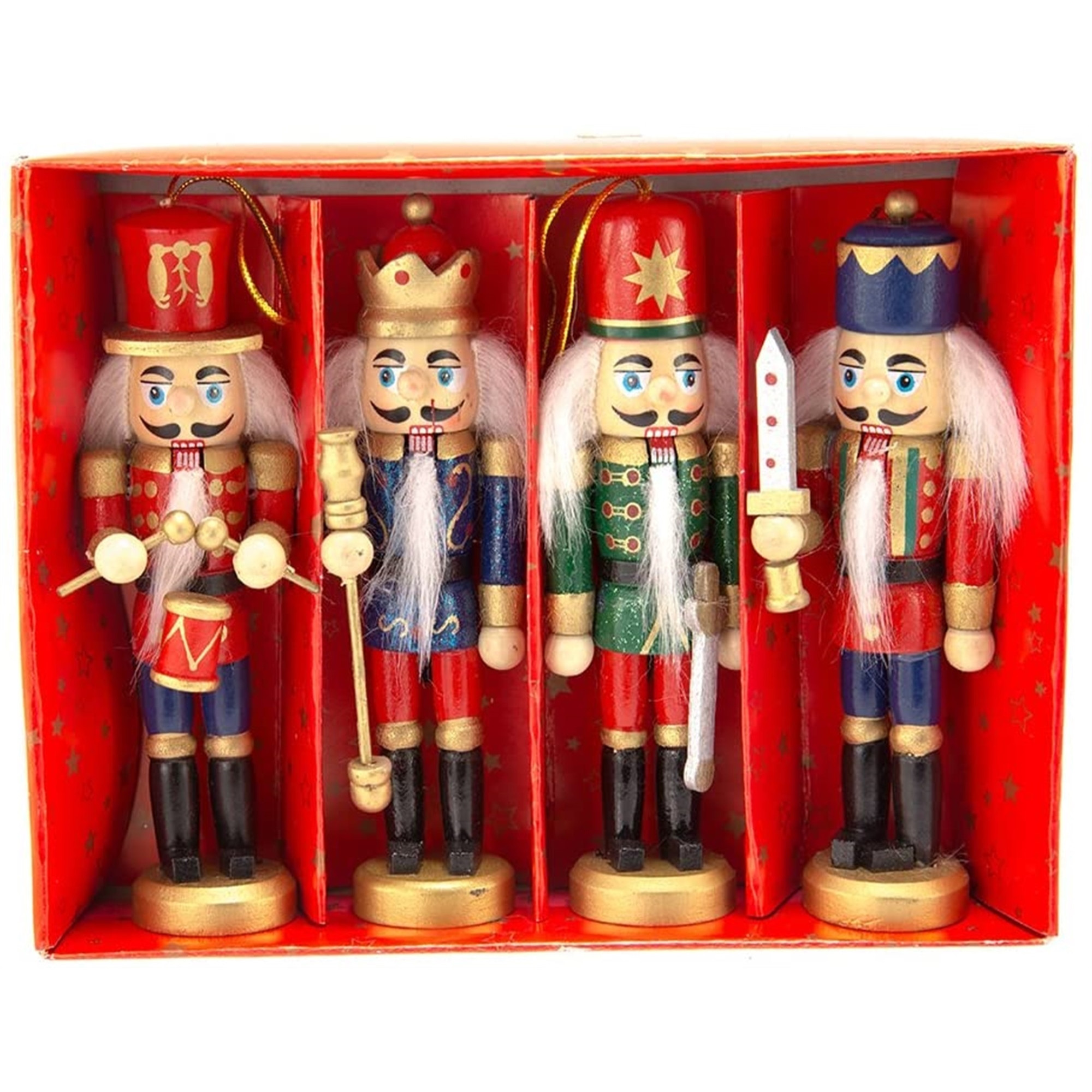 Kurt Adler Wooden Nutcracker Ornaments, 5" (Set of 4)