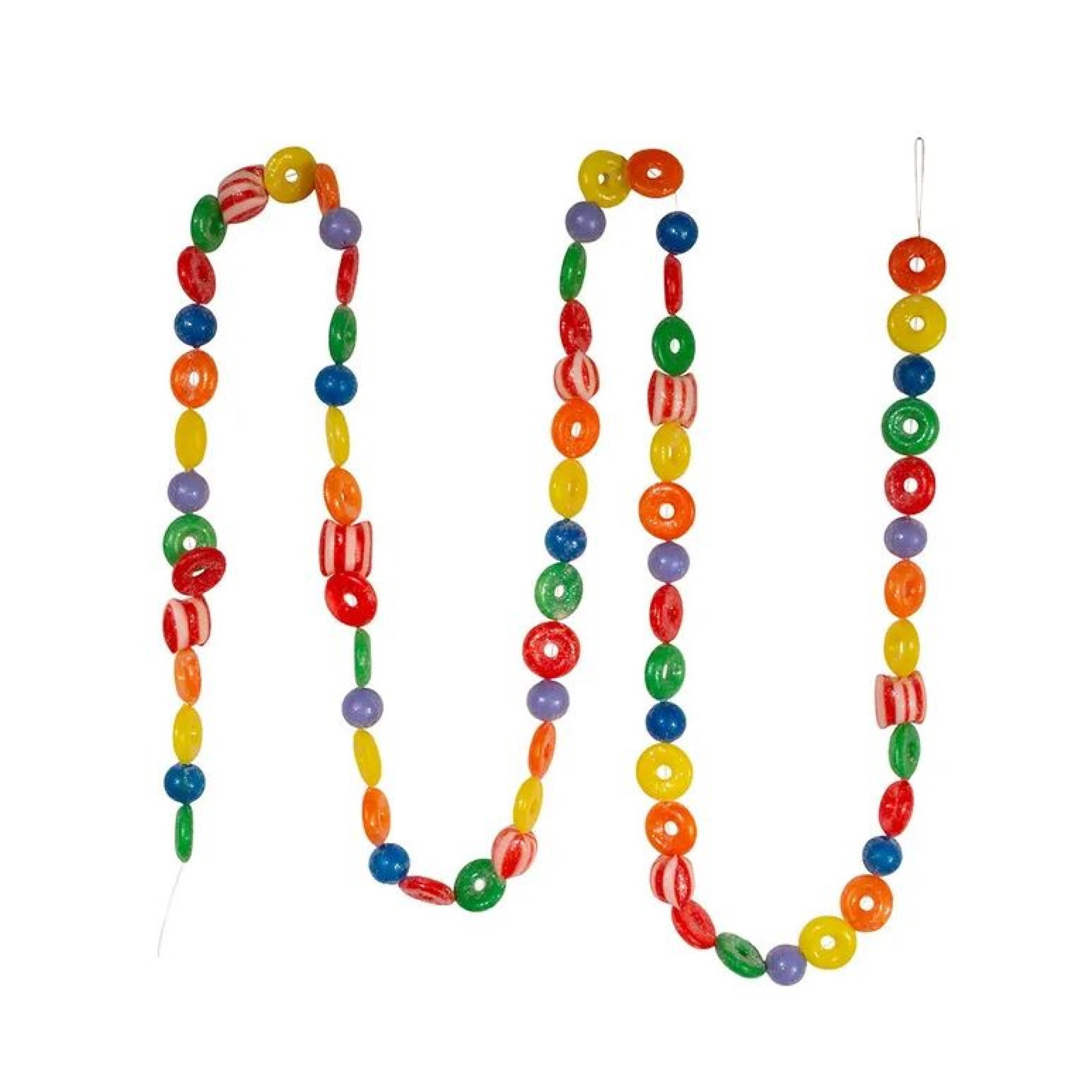 Kurt Adler Christmas Decoration, Plastic Frosted Candy Garland, 6ft