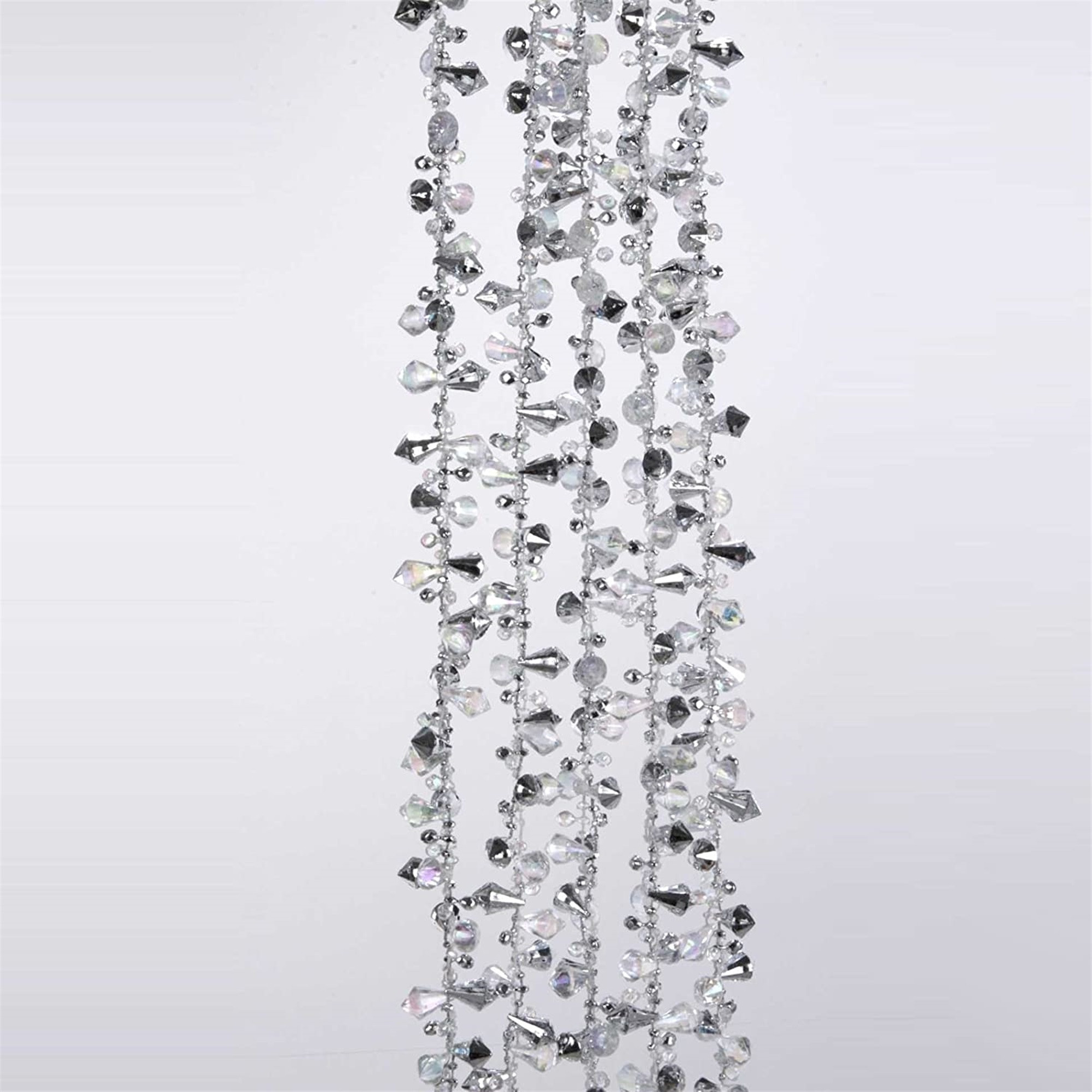Kurt Adler Plastic Twinkle Faceted Beaded Garland, Iridescent and Silver, 9ft