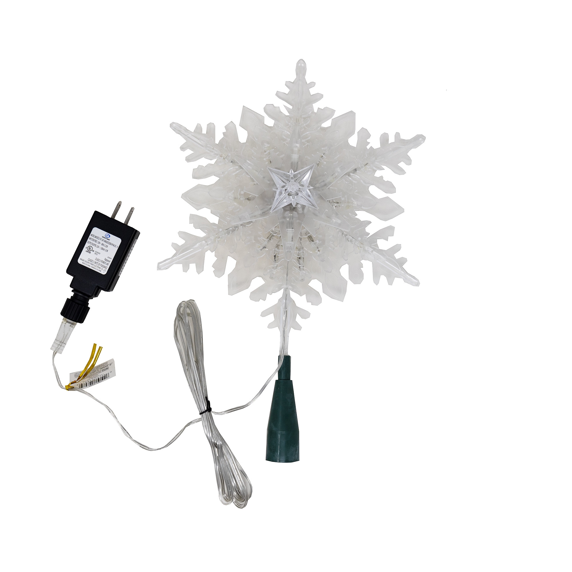 Kurt Adler 10 Clear Snowflake Treetopper with Color-Changing RGB LED Bulbs