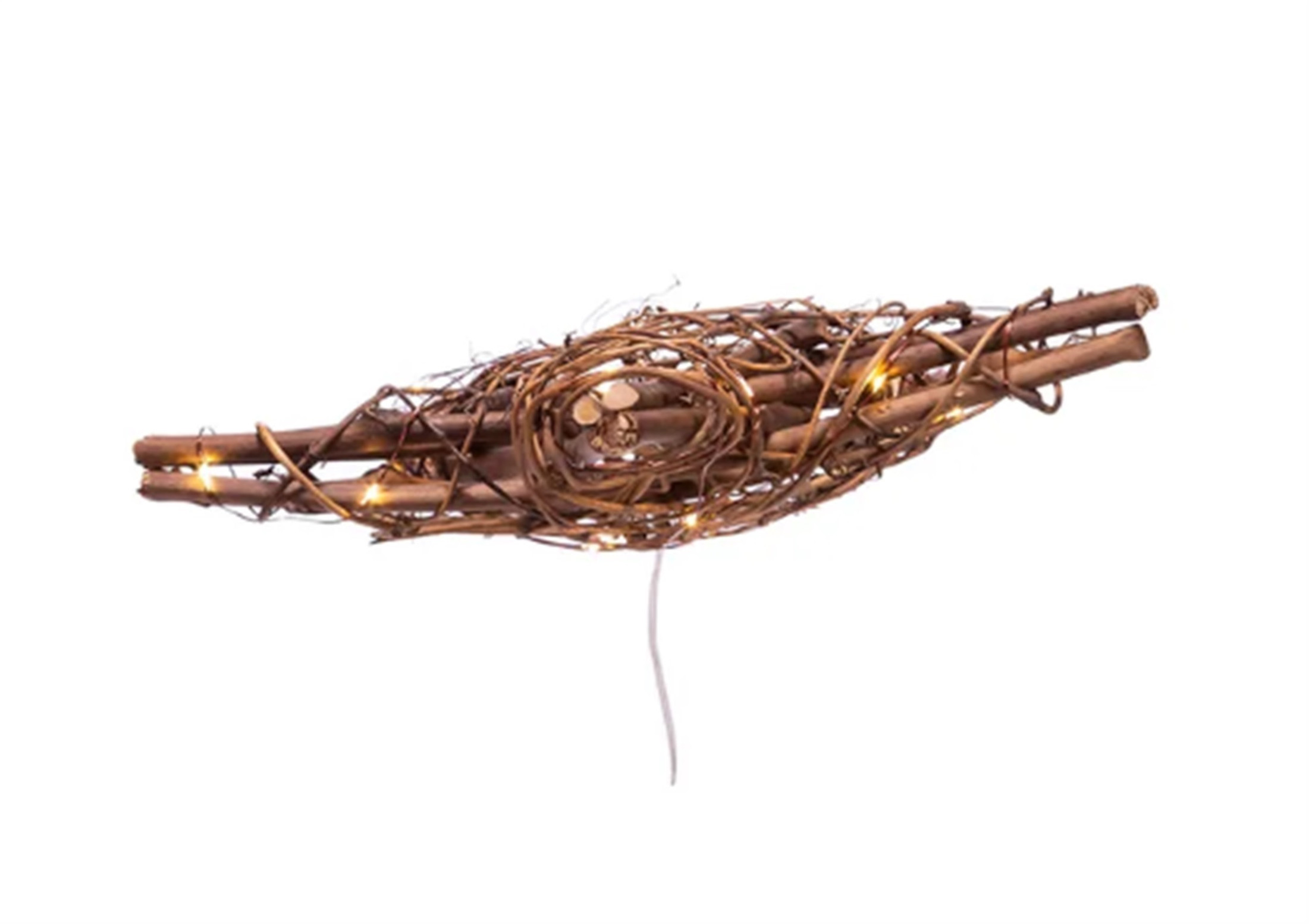Kurt Adler Rattan Natural Star Tree Topper w/ 20 Lights, 10"