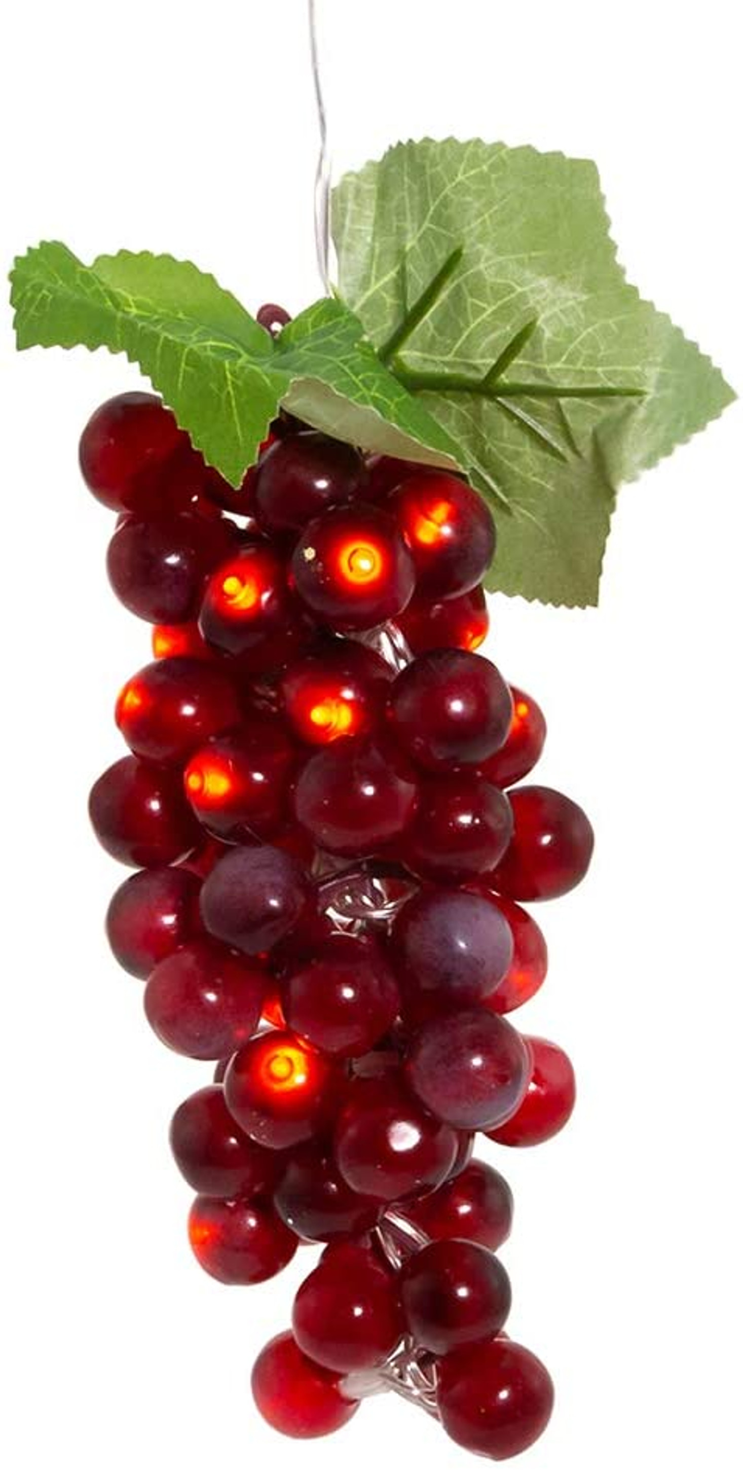 20-Light Battery Operated Warm White Single Burgundy Grape Cluster Light Set