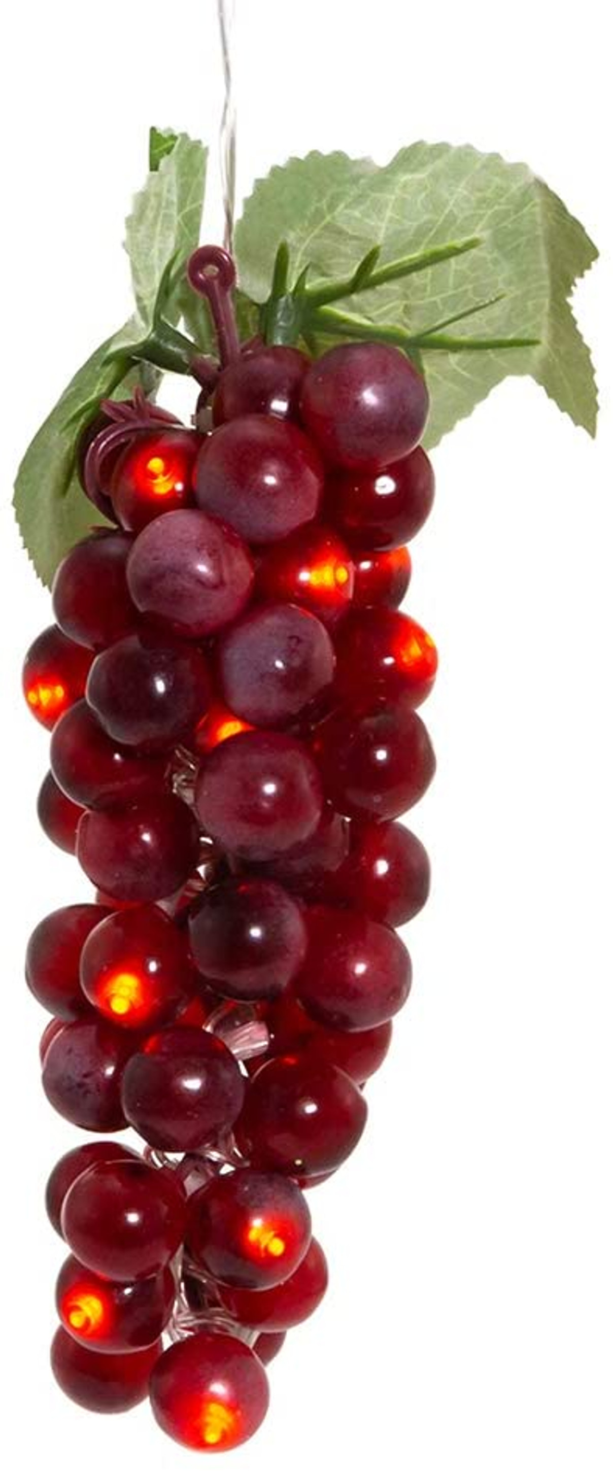 20-Light Battery Operated Warm White Single Burgundy Grape Cluster Light Set