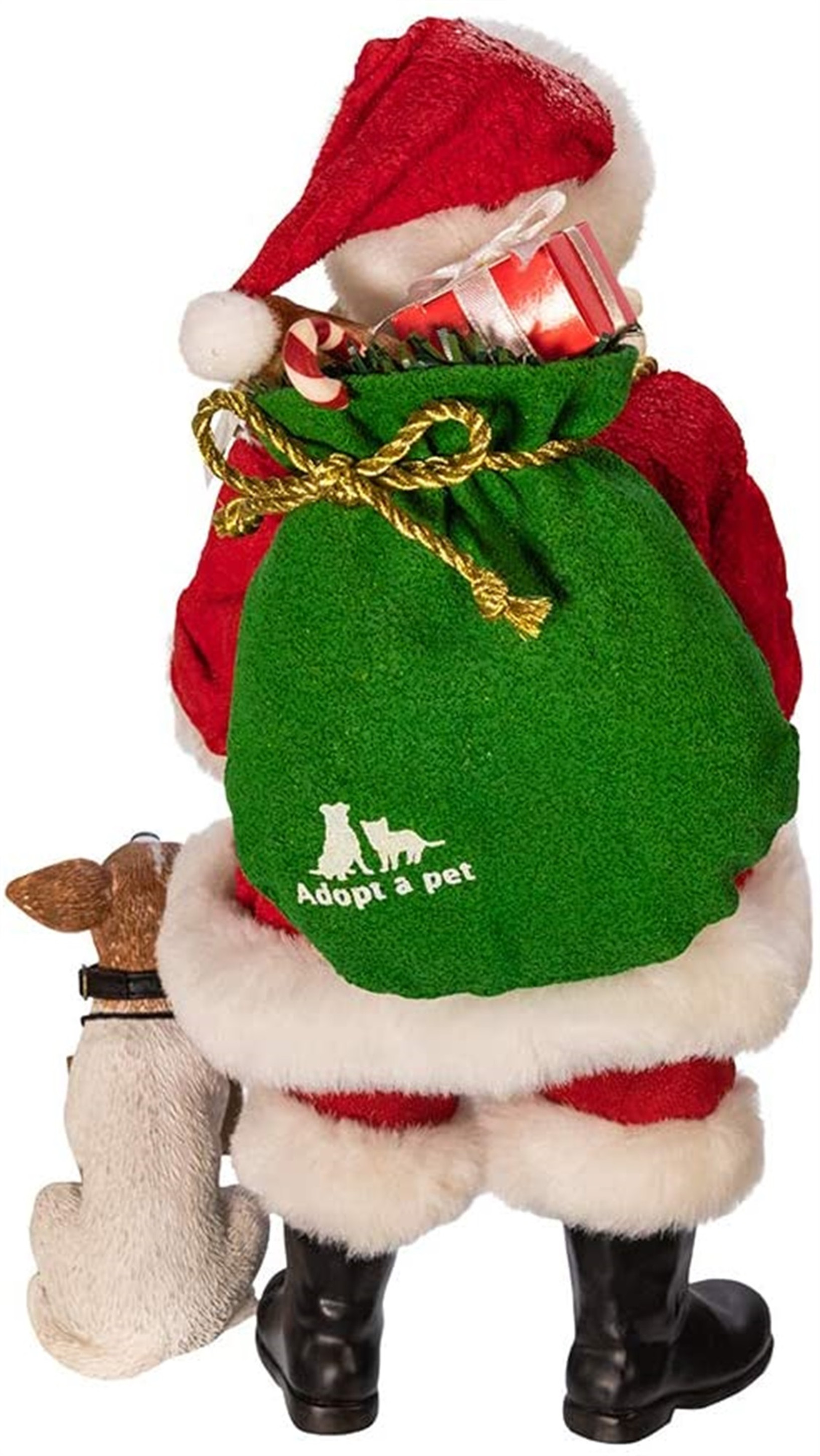 Kurt Adler Fabriche Adopt-A-Pet Santa With Dog, 2-Piece Set, 10.5"