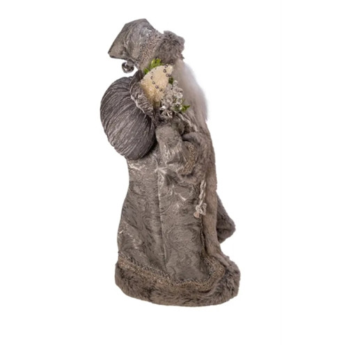Kurt Adler Kringle Klaus Tabletop Figurine Collection, Silver Santa with Sack, 18"