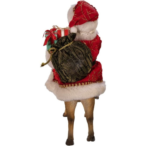 Kurt Adler Fabriche Tabletop Christmas Figurine, Santa On Reindeer, 11.5"
