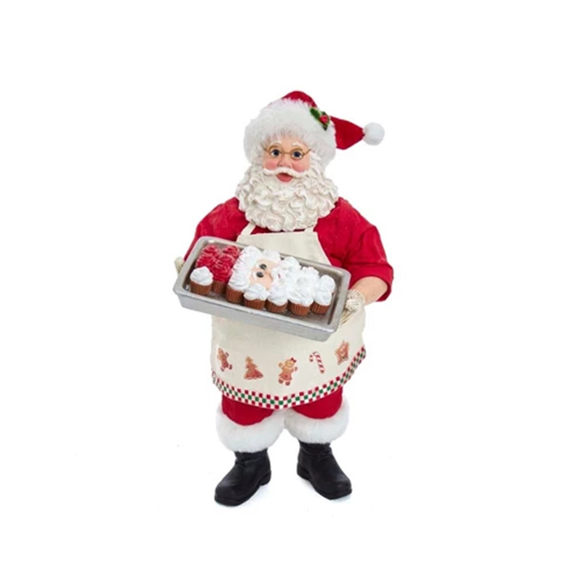 Kurt Adler Fabriche Tray Face Cake Santa Christmas Figurine, 10.5in