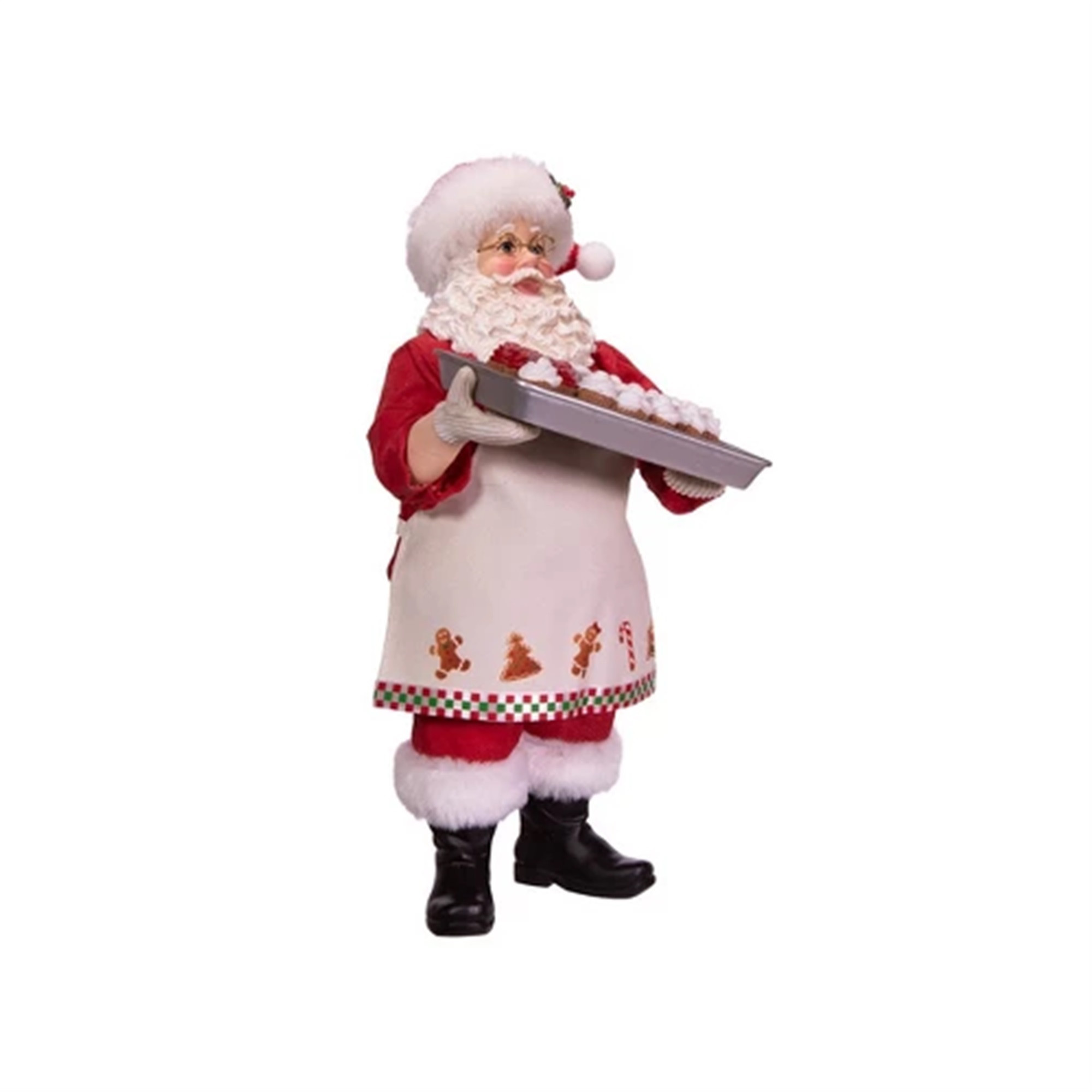 Kurt Adler Fabriche Tray Face Cake Santa Christmas Figurine, 10.5in