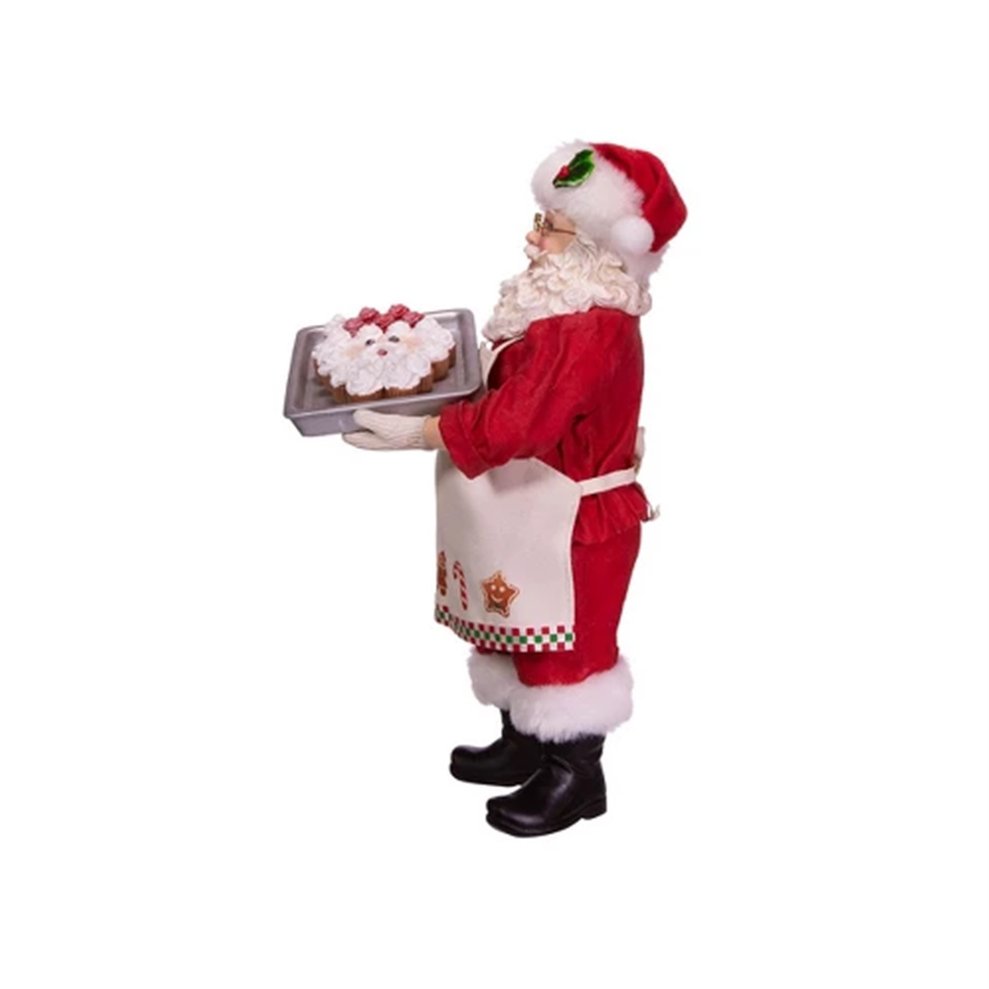 Kurt Adler Fabriche Tray Face Cake Santa Christmas Figurine, 10.5in