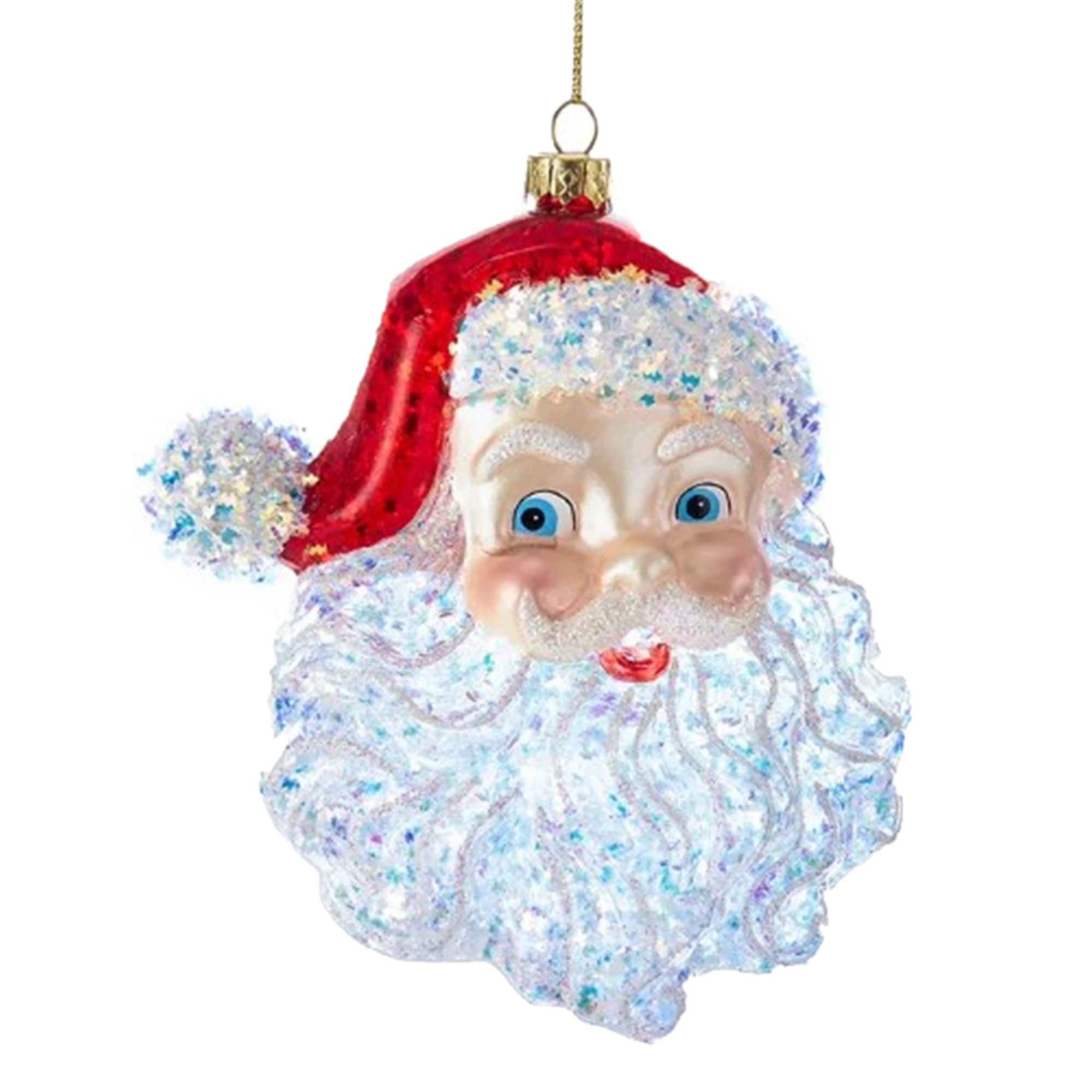 Kurt Adler Glass Ornament for Christmas Tree, Santa Head