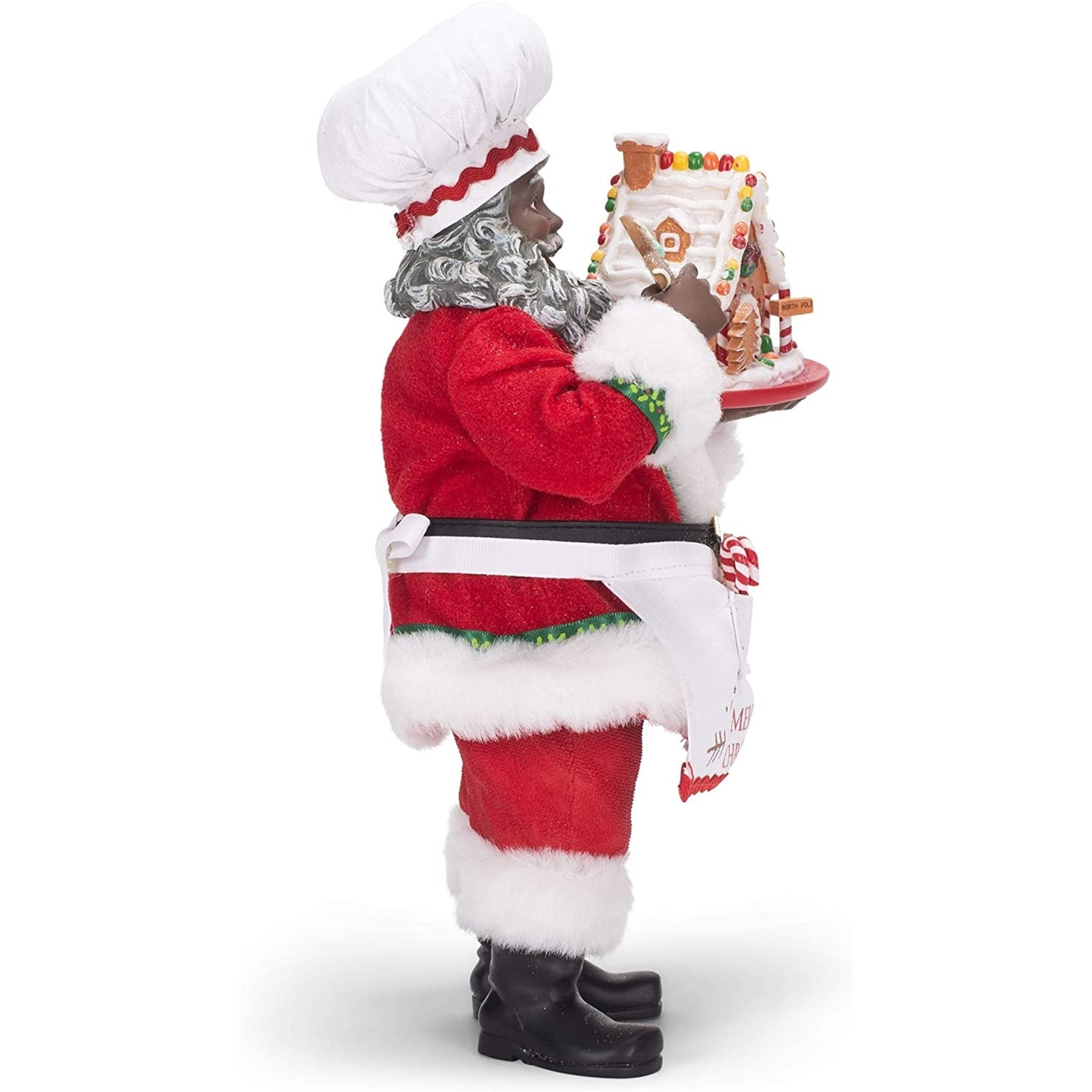 Kurt Adler Fabriche African American Gingerbread Chef Santa, 10.5"