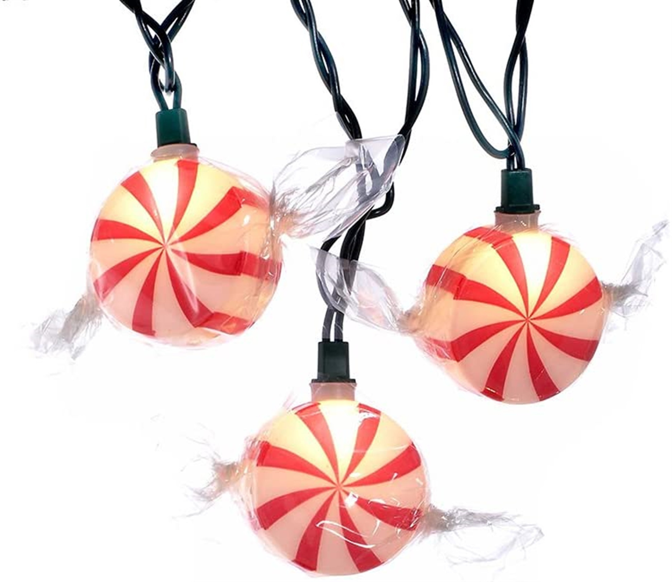 Kurt Adler (#UL0632) UL 10-Light Peppermint Candy Light Set, 11.5 feet long