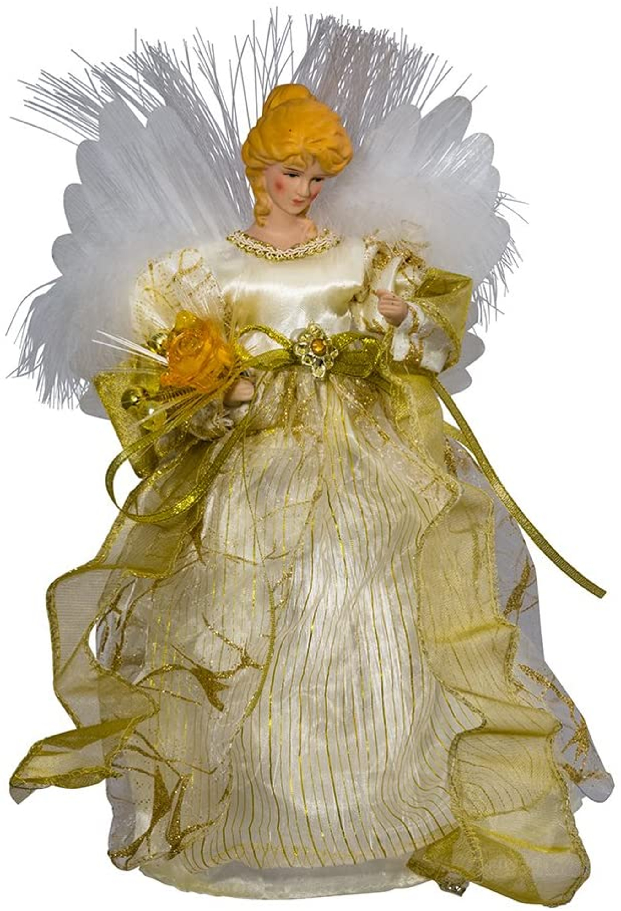Kurt Adler LED Fiber Optic Angel Figurine, 12-Inch, White and Silver by Kurt Adler