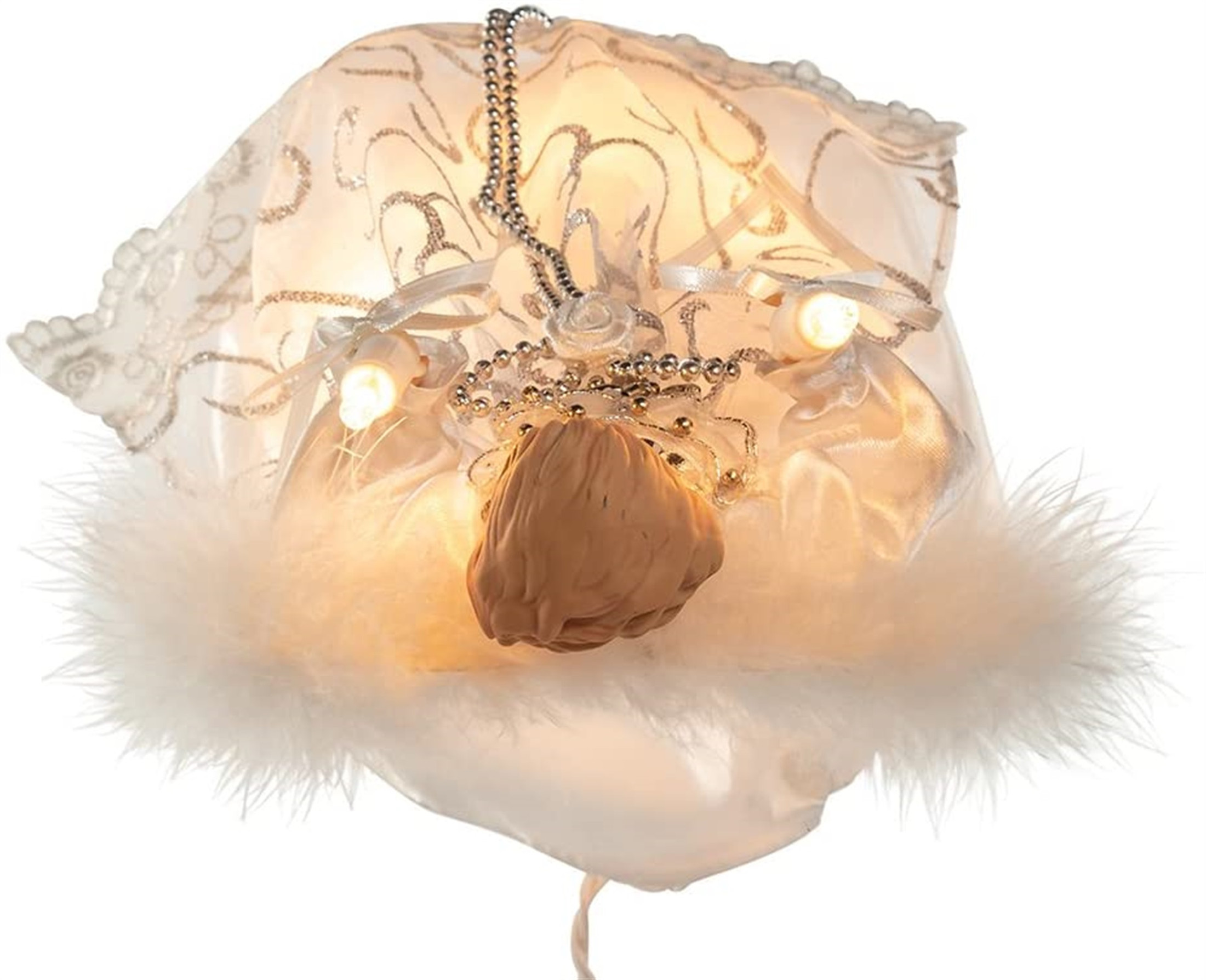 Kurt Adler White and Silver Angel Lighted Treetop, 9"