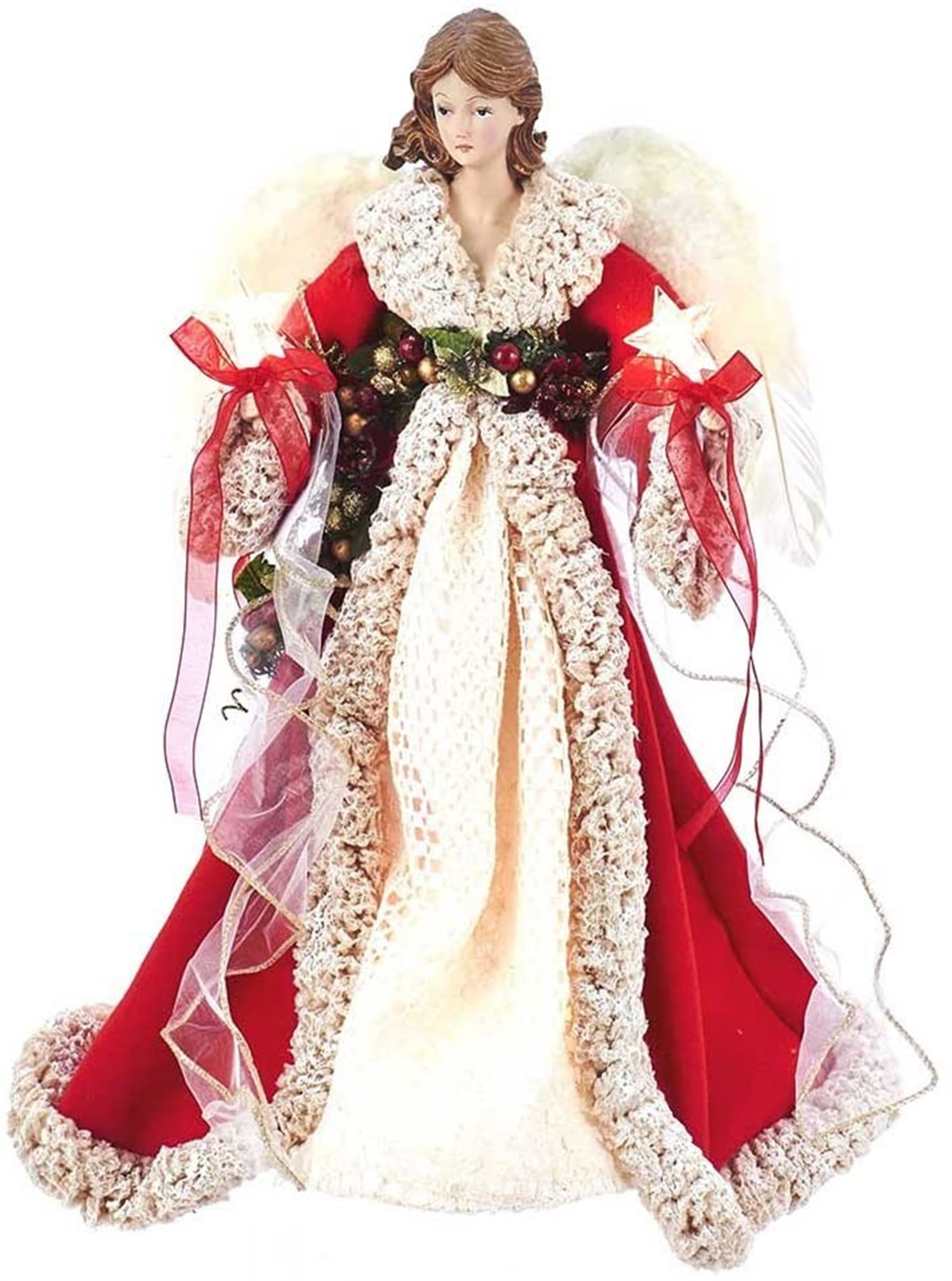 Kurt Adler 10-light Red and Ivory Angel Lighted Treetop, 16"