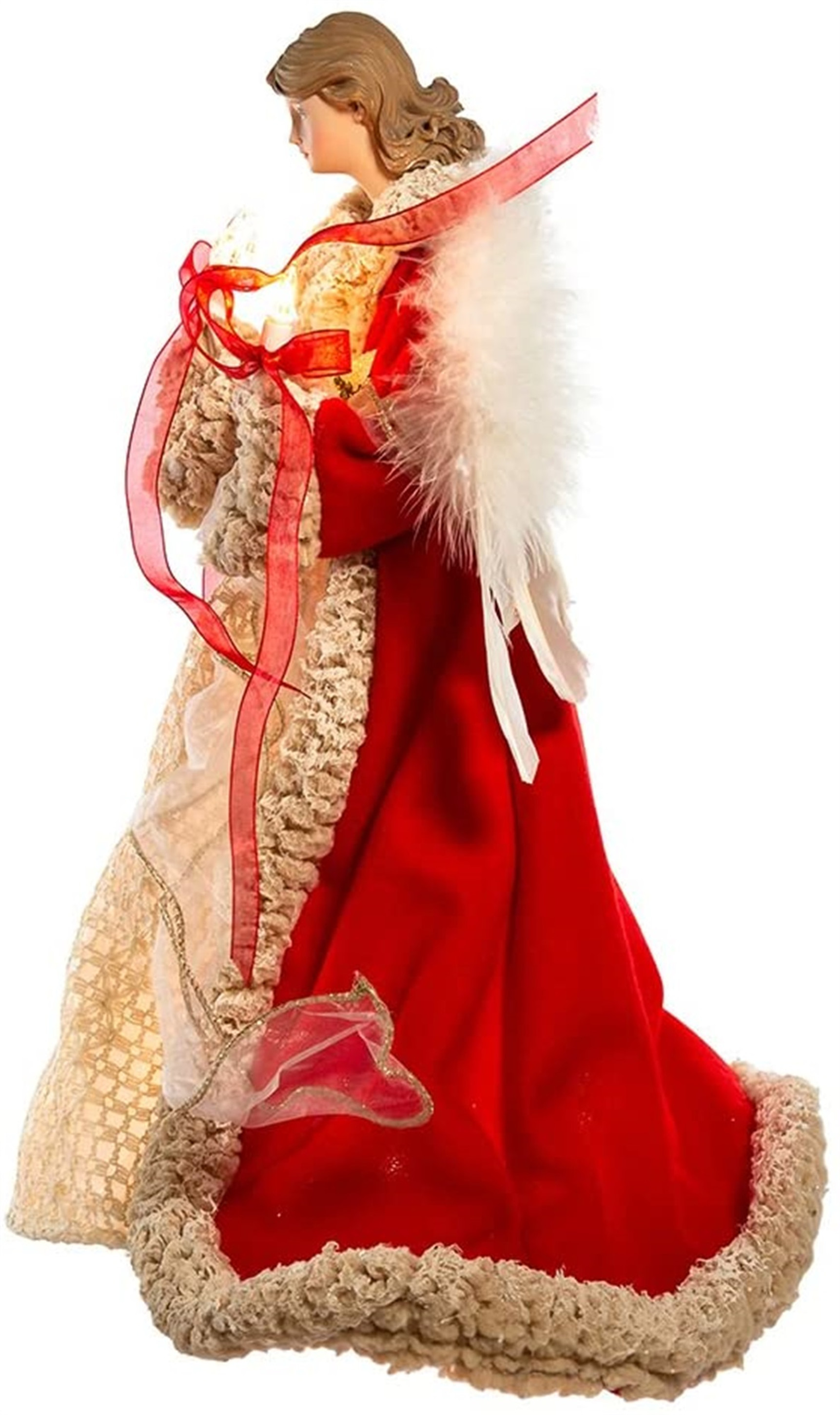 Kurt Adler 10-light Red and Ivory Angel Lighted Treetop, 16"