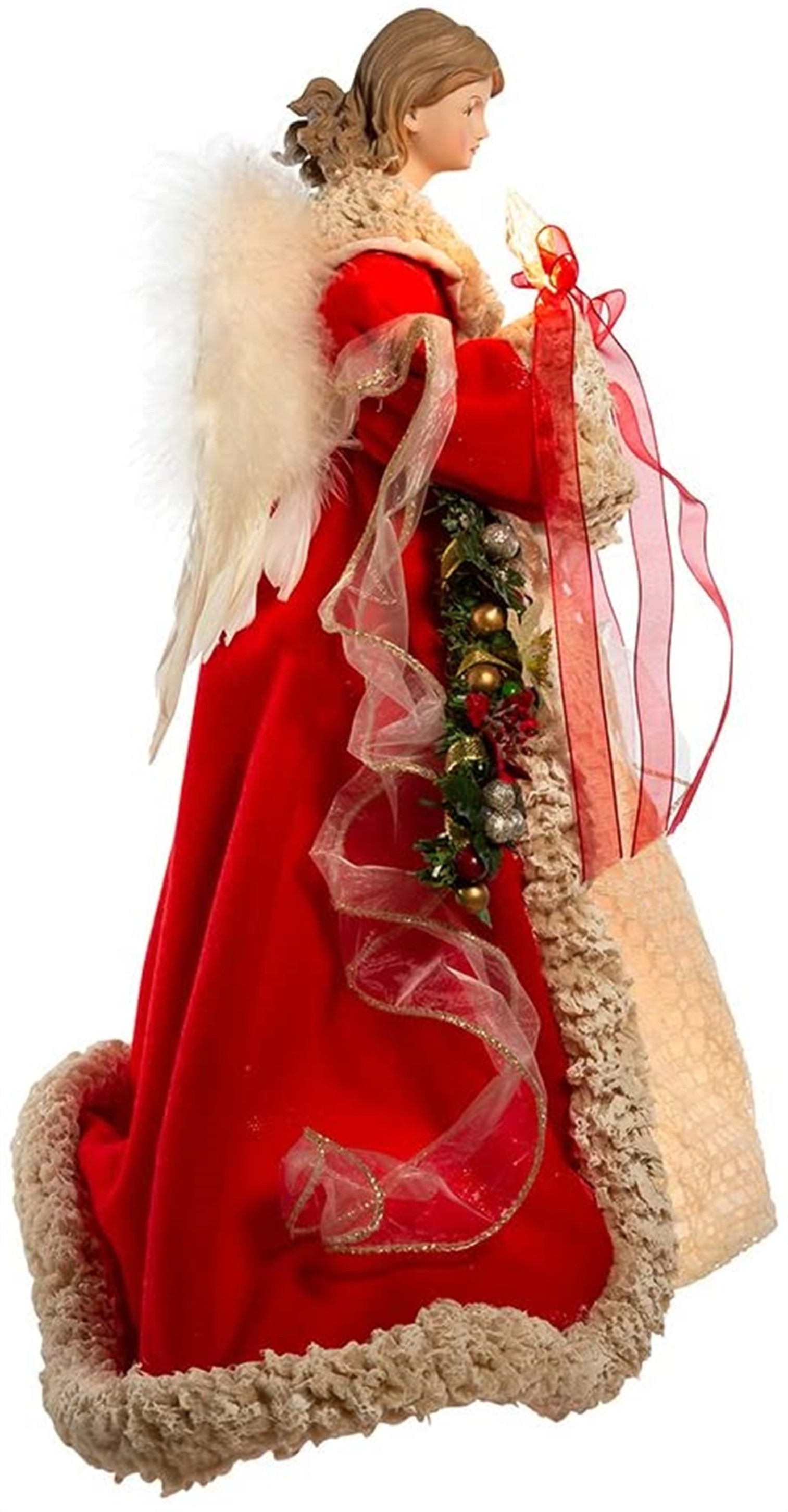 Kurt Adler 10-light Red and Ivory Angel Lighted Treetop, 16"