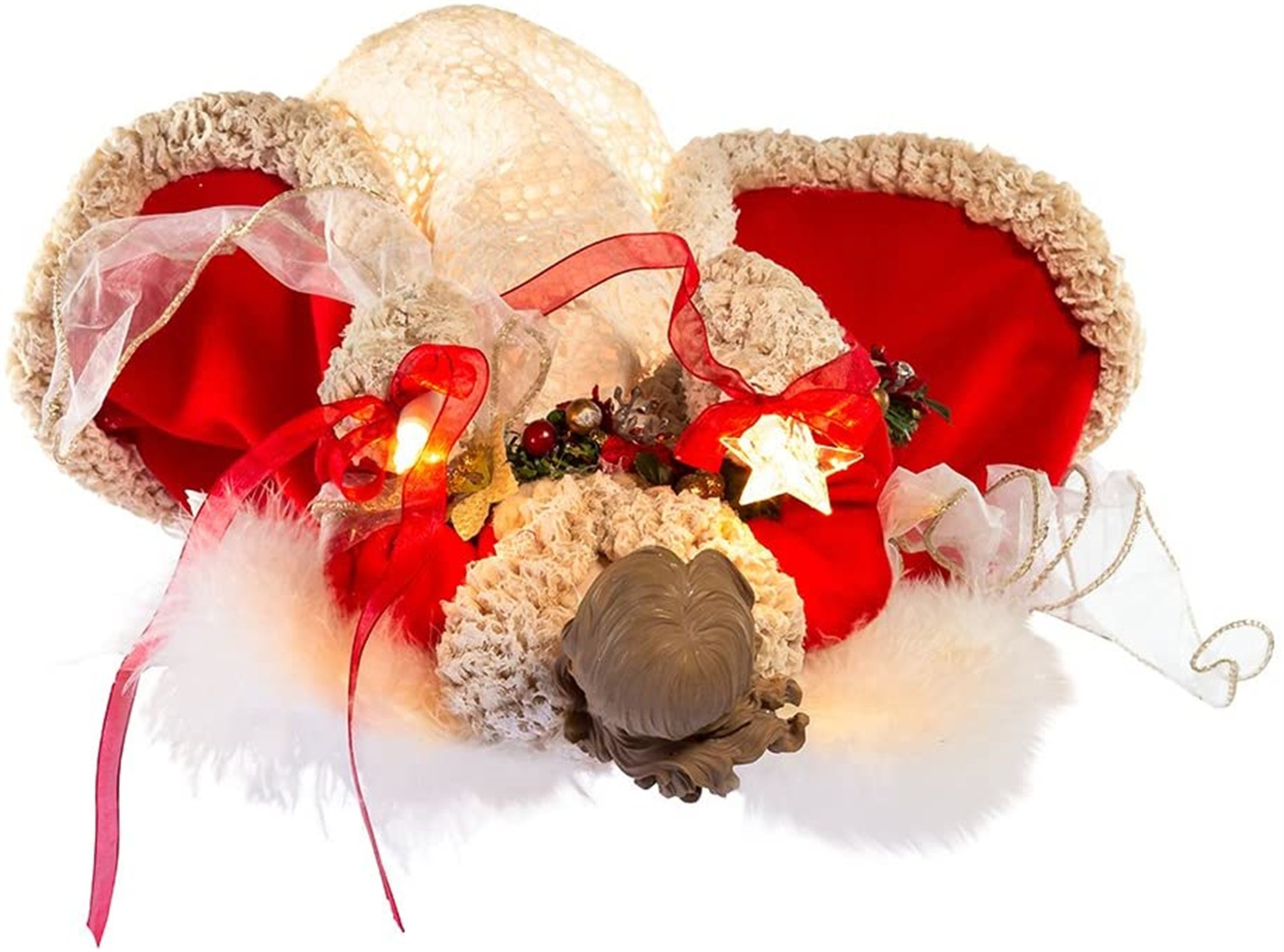 Kurt Adler 10-light Red and Ivory Angel Lighted Treetop, 16"