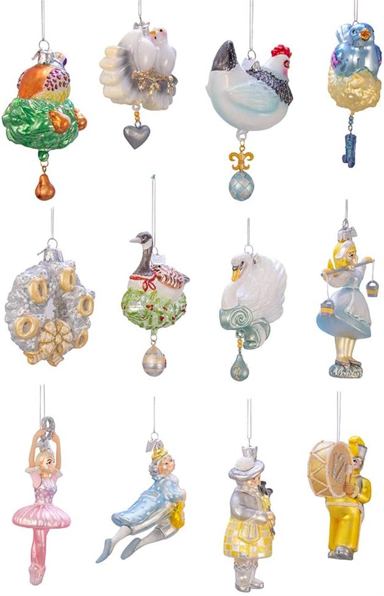 Kurt Adler Noble Gems Twelve Days Of Christmas Ornaments, 12-Piece Box Set