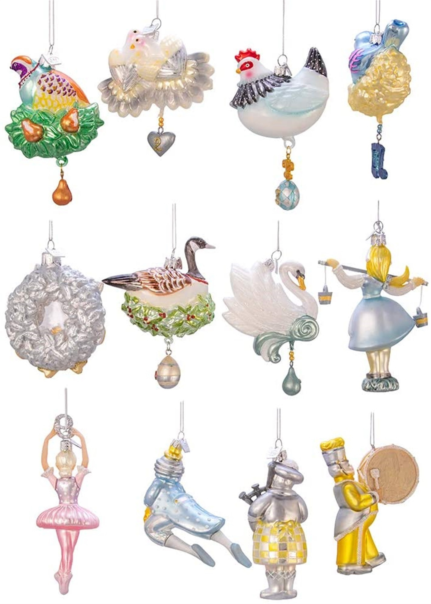 Kurt Adler Noble Gems Twelve Days Of Christmas Ornaments, 12-Piece Box Set