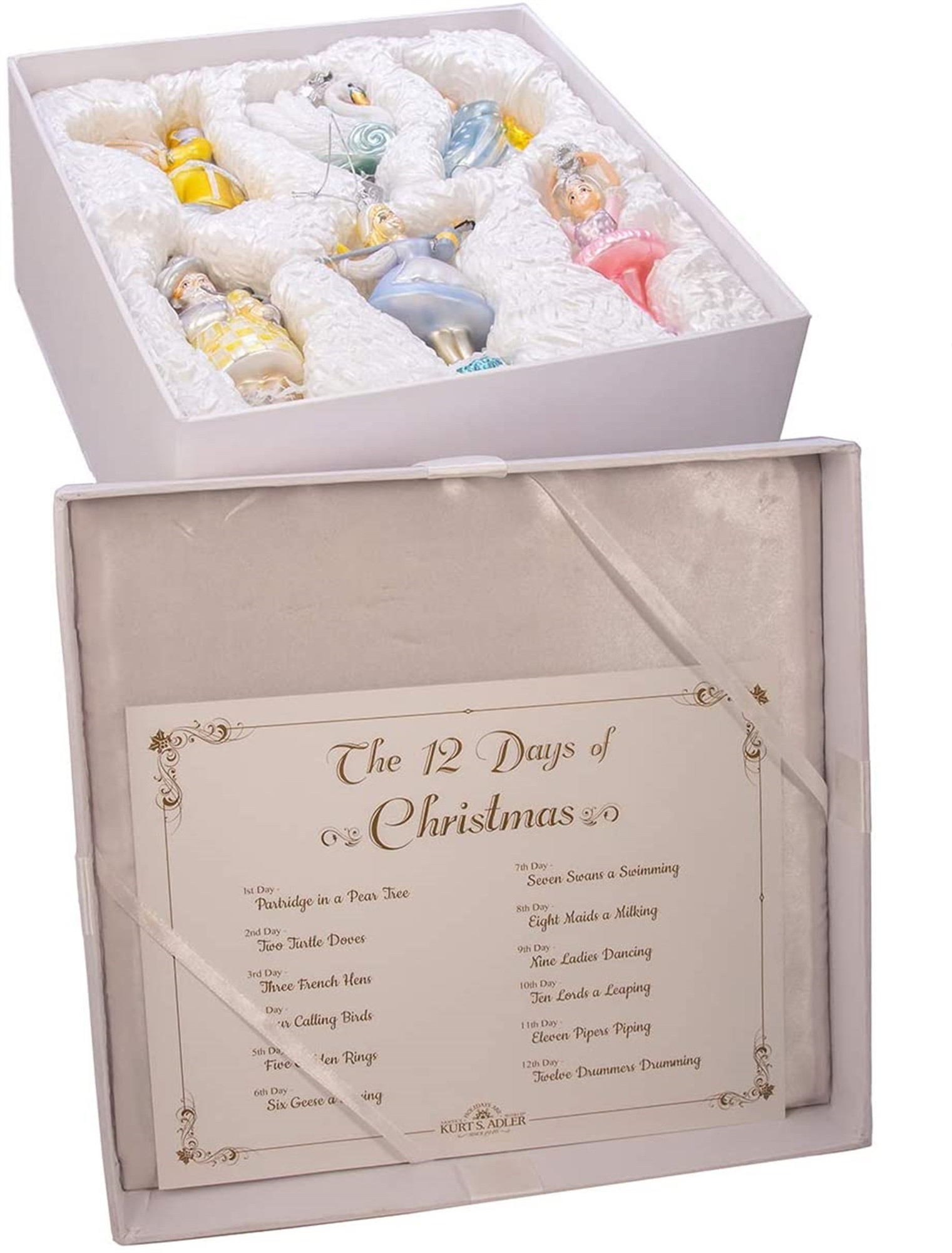 Kurt Adler Noble Gems Twelve Days Of Christmas Ornaments, 12-Piece Box Set