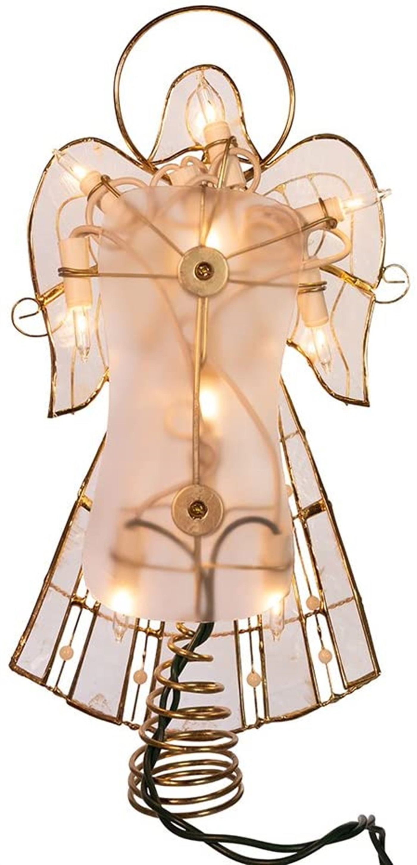 Kurt Adle 10-light Capiz Angel with Vines & Pearls Lighted Treetop, 10"