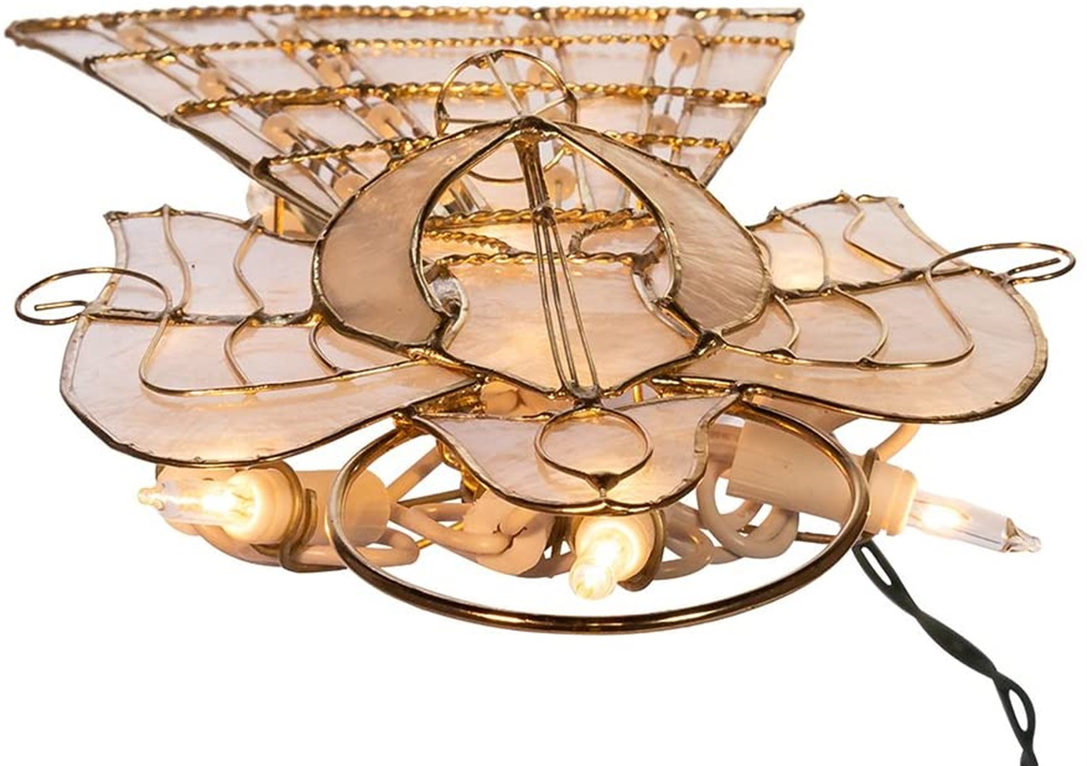 Kurt Adle 10-light Capiz Angel with Vines & Pearls Lighted Treetop, 10"