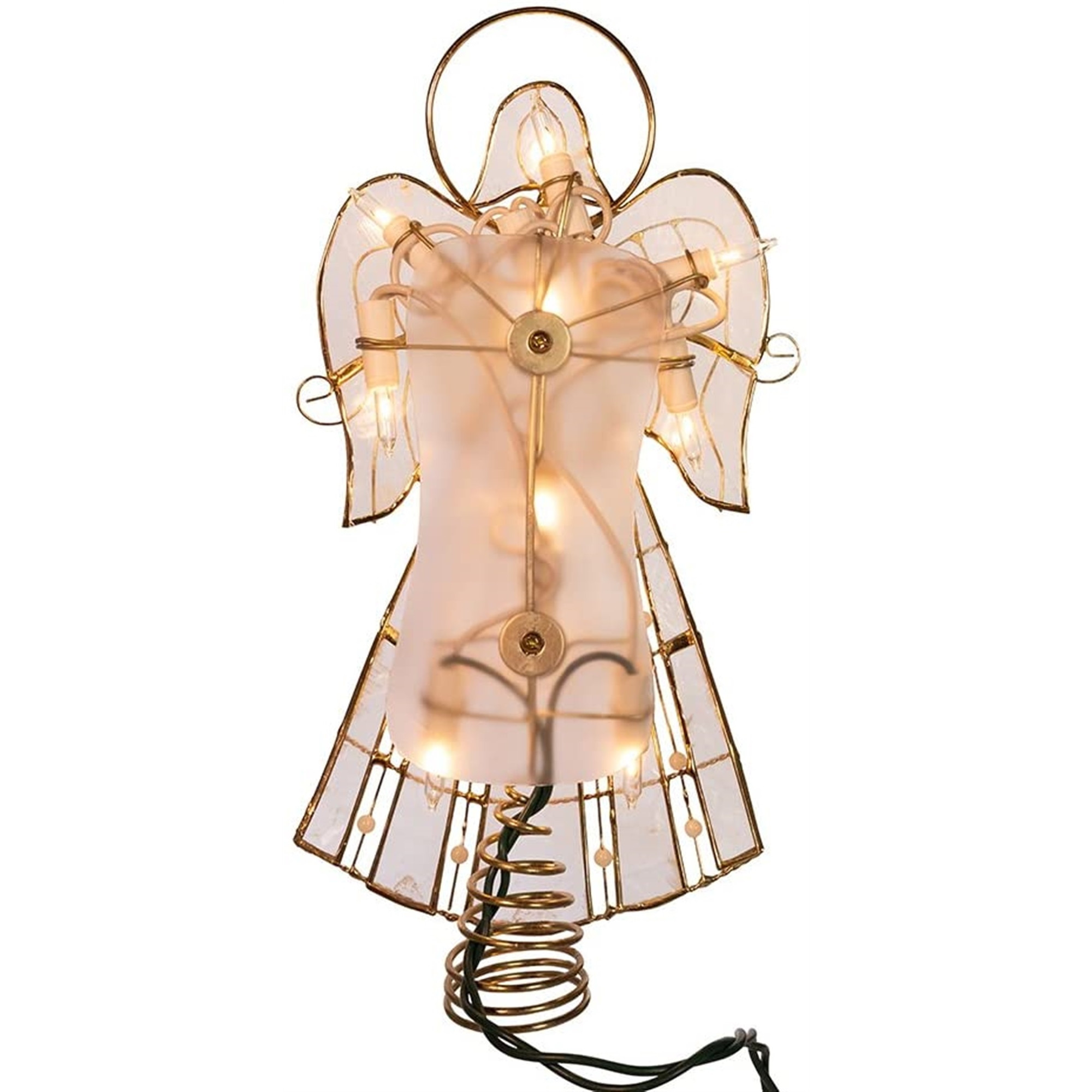 Kurt Adle 10-light Capiz Angel with Vines & Pearls Lighted Treetop, 10"