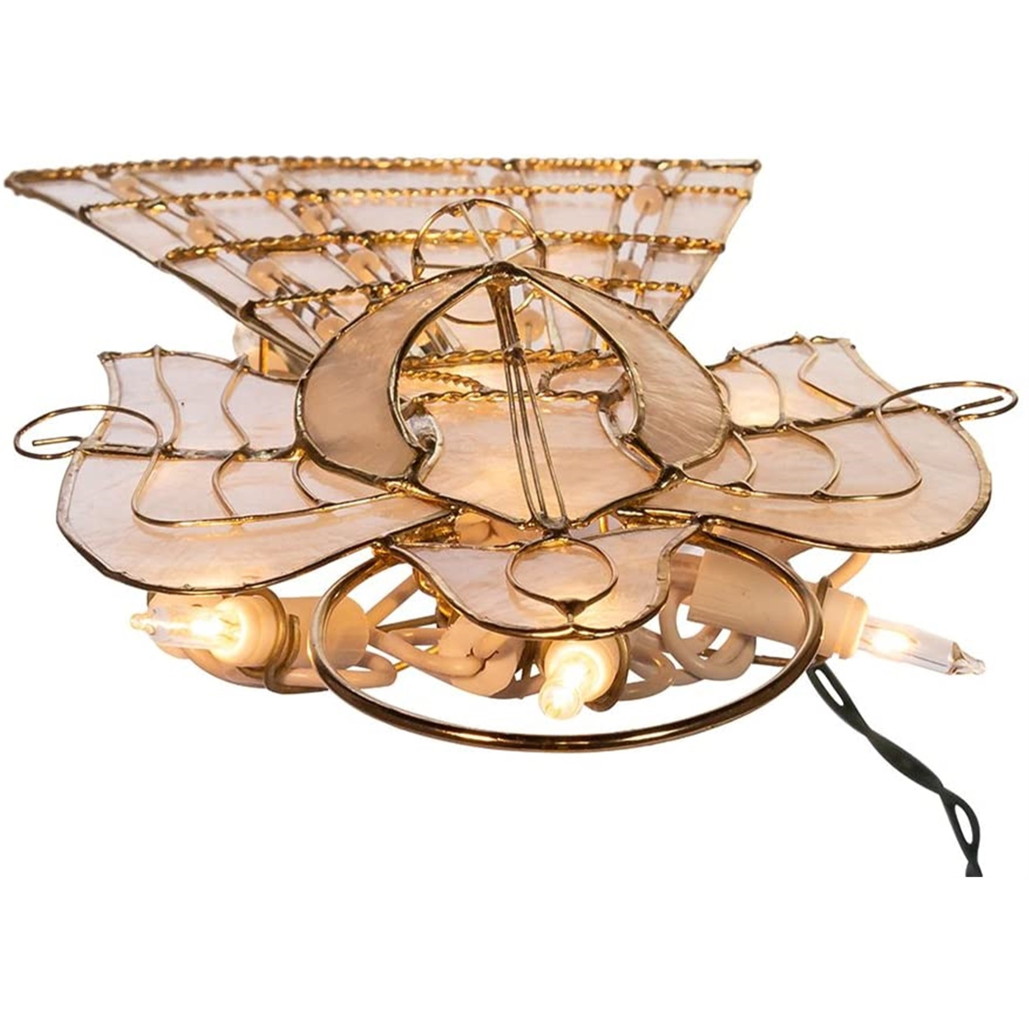 Kurt Adle 10-light Capiz Angel with Vines & Pearls Lighted Treetop, 10"